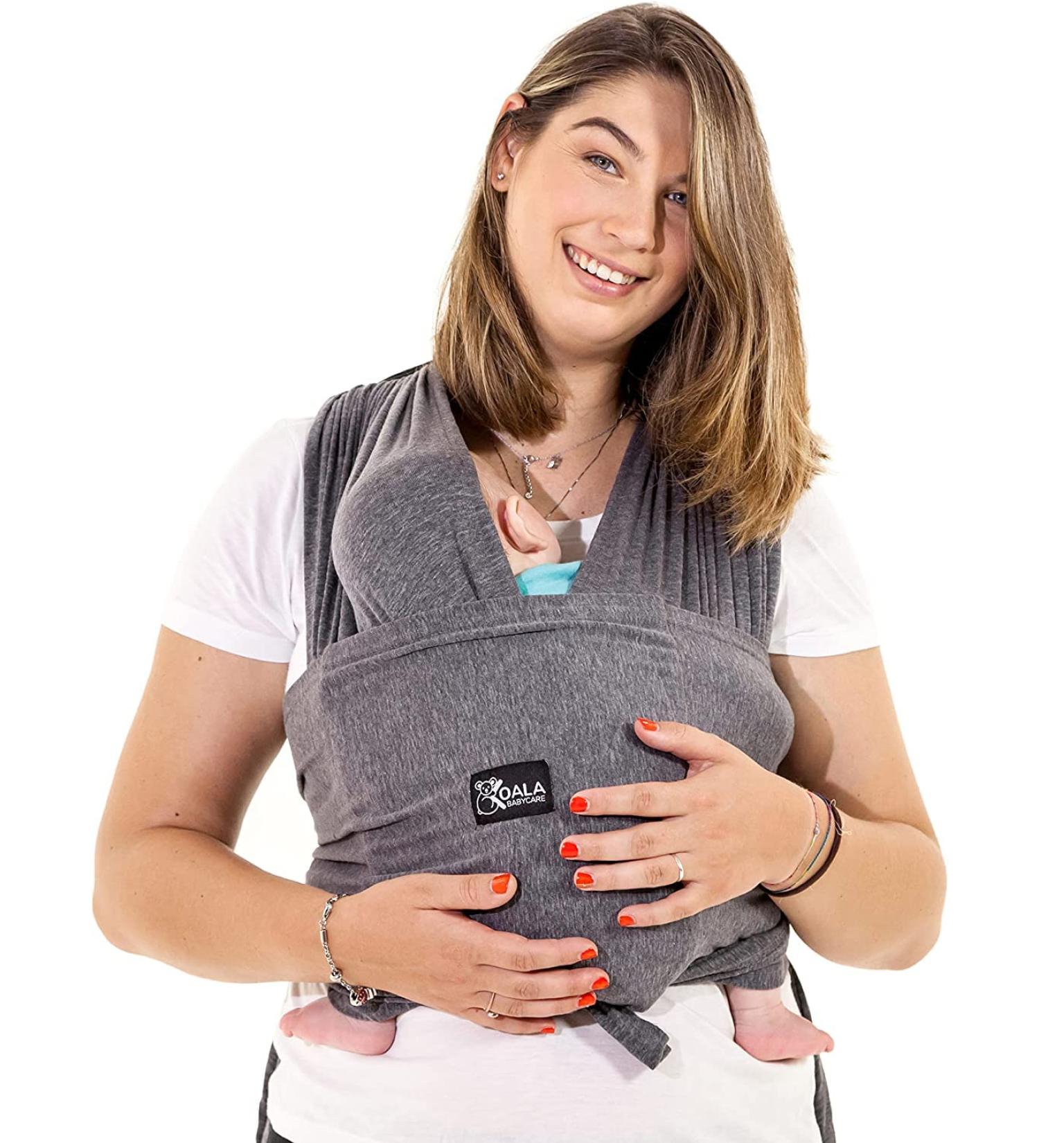 Koala Babycare Easy-to-wear Baby Sling | Adjustable Unisex Baby Carrier up to 22lbs | Multi-Purpose & Stylish Anthracite Baby Wrap Belt - Buy Online on GoSupps.com