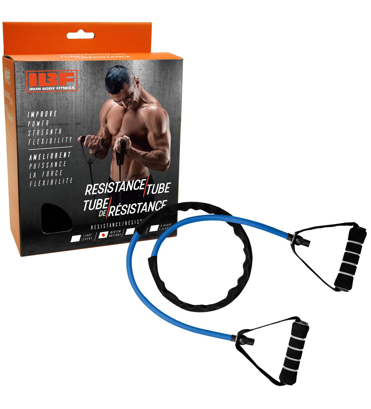 IBF Iron Body Fitness Resistance Band Exercise Cord with Protective Sleeve - Medium Resistance - Buy Online on GoSupps.com