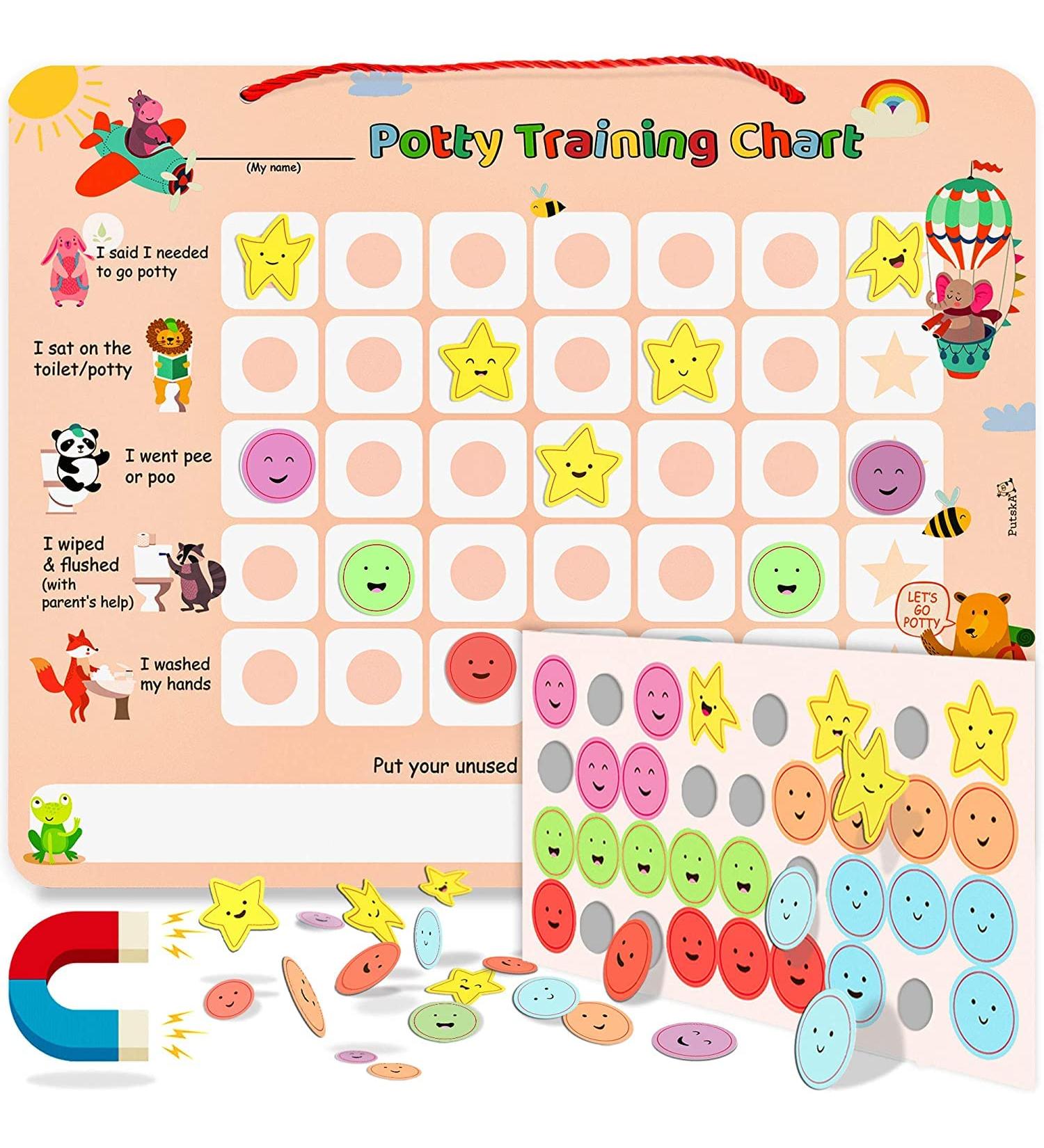 Putska Animal Potty Training Chart for Toddlers - Boys & Girls Sticker Chart for Kids Rewards - Buy Online on GoSupps.com