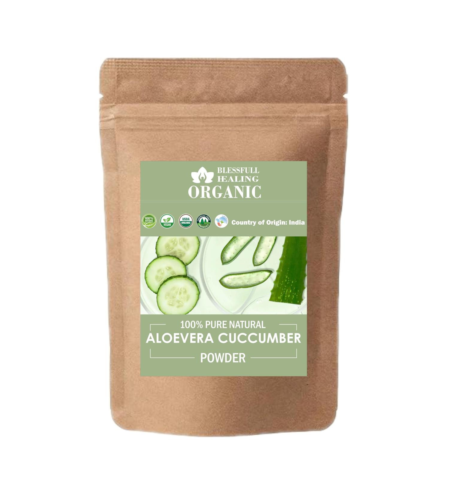 Blessfull Healing Organic 100% Pure Natural Aloe Vera Cuccumber Powder | 100 Gram / 3.52 oz Pack Of 3 - Buy Online on GoSupps.com