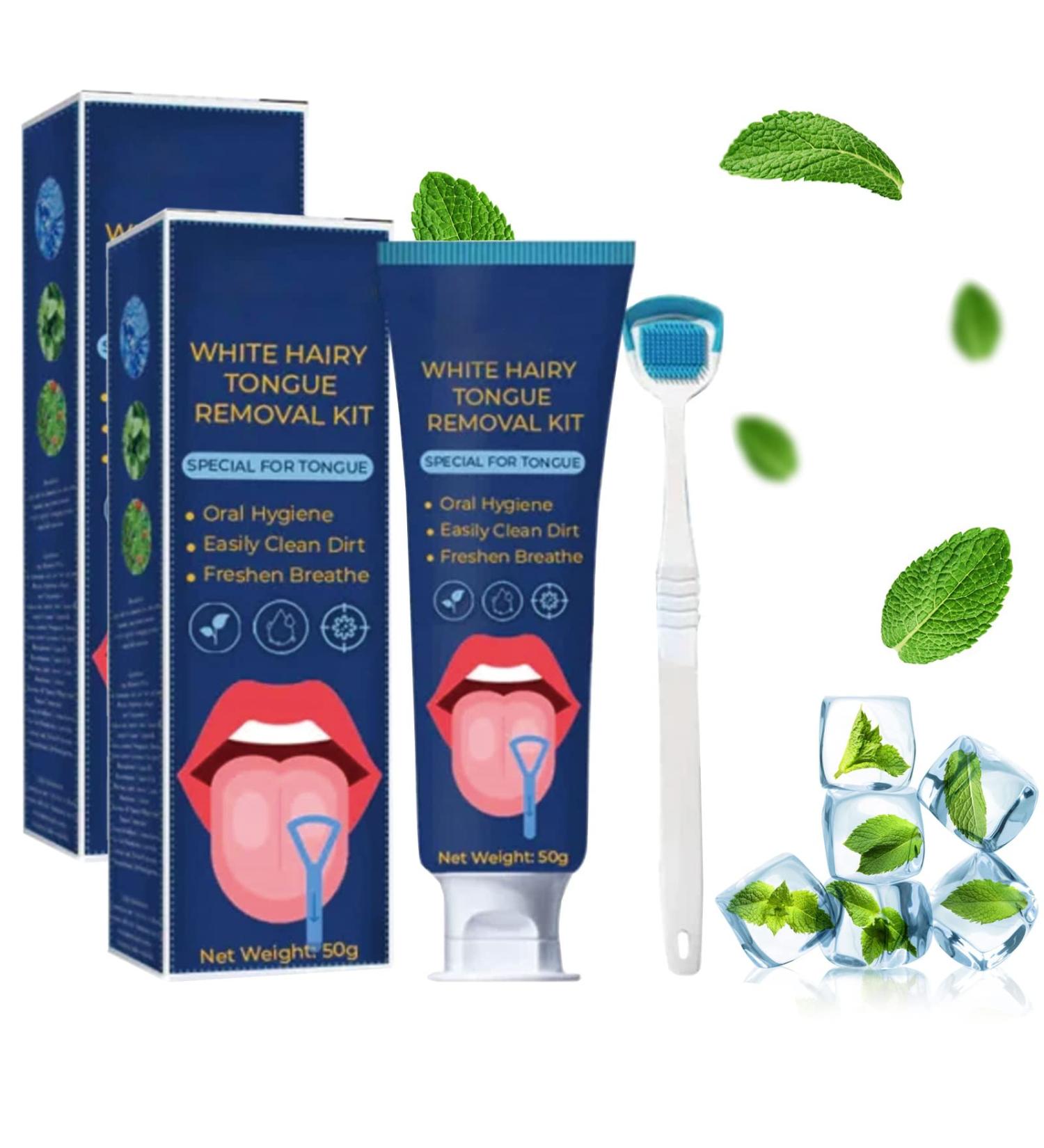 LYINUR 2PCS Tongue Cleaner Gel and Brush Kit - Fresh Mint Tongue Scrapers for Adults Oral Care - Buy Online on GoSupps.com