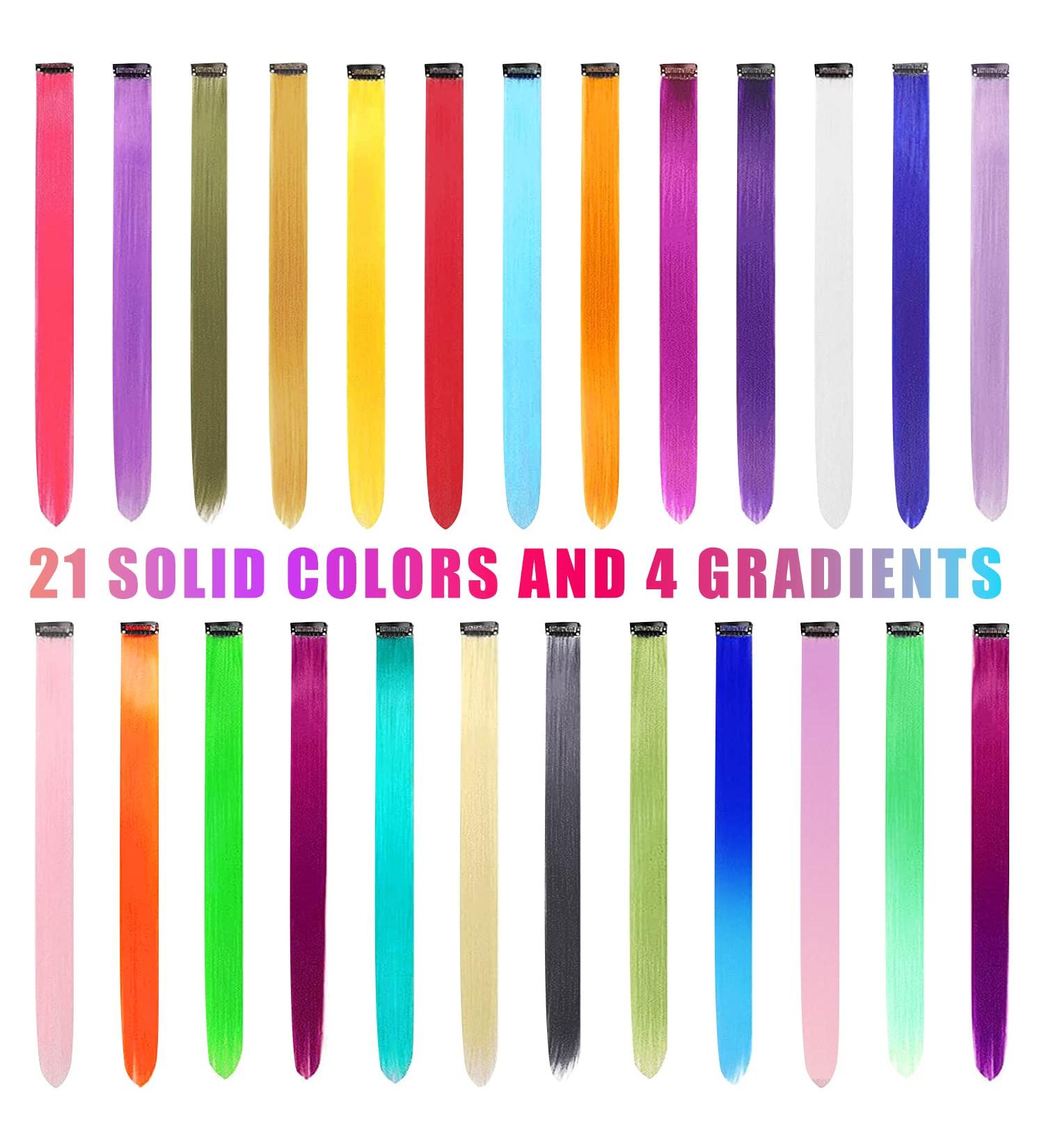 25 Pieces Of Colored Hair Extension Clips 55cm Long Long Hair Short Hair Straight Hair Simulation Hair Can Be Cut In Length Suitable For Parties And Daily Dress-up. - Buy Online on GoSupps.com