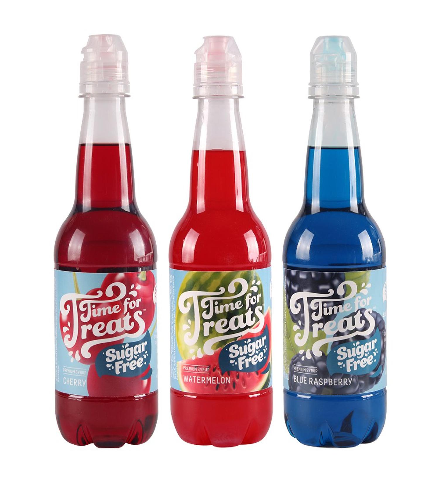 Time for Treats Sugar Free Snow Cone Syrup 3 Pack - Cherry, Blue Raspberry, Watermelon - Buy Online on GoSupps.com