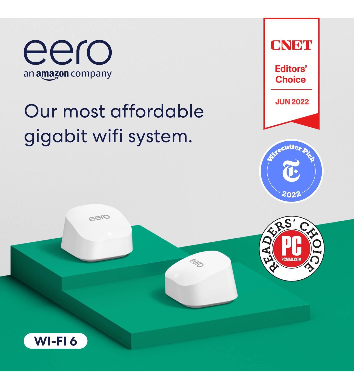 Amazon eero 6+ Mesh Wi-Fi System - Fast Gigabit Speeds - Connects 75+ Devices - 3,000 sq. ft. Coverage - 2-Pack 2022 Release - Buy Online on GoSupps.com