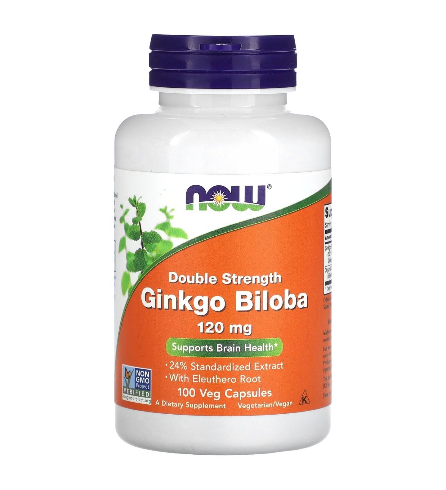 NOW Foods Ginkgo Biloba with Eleuthero Root 100 Veg Capsules