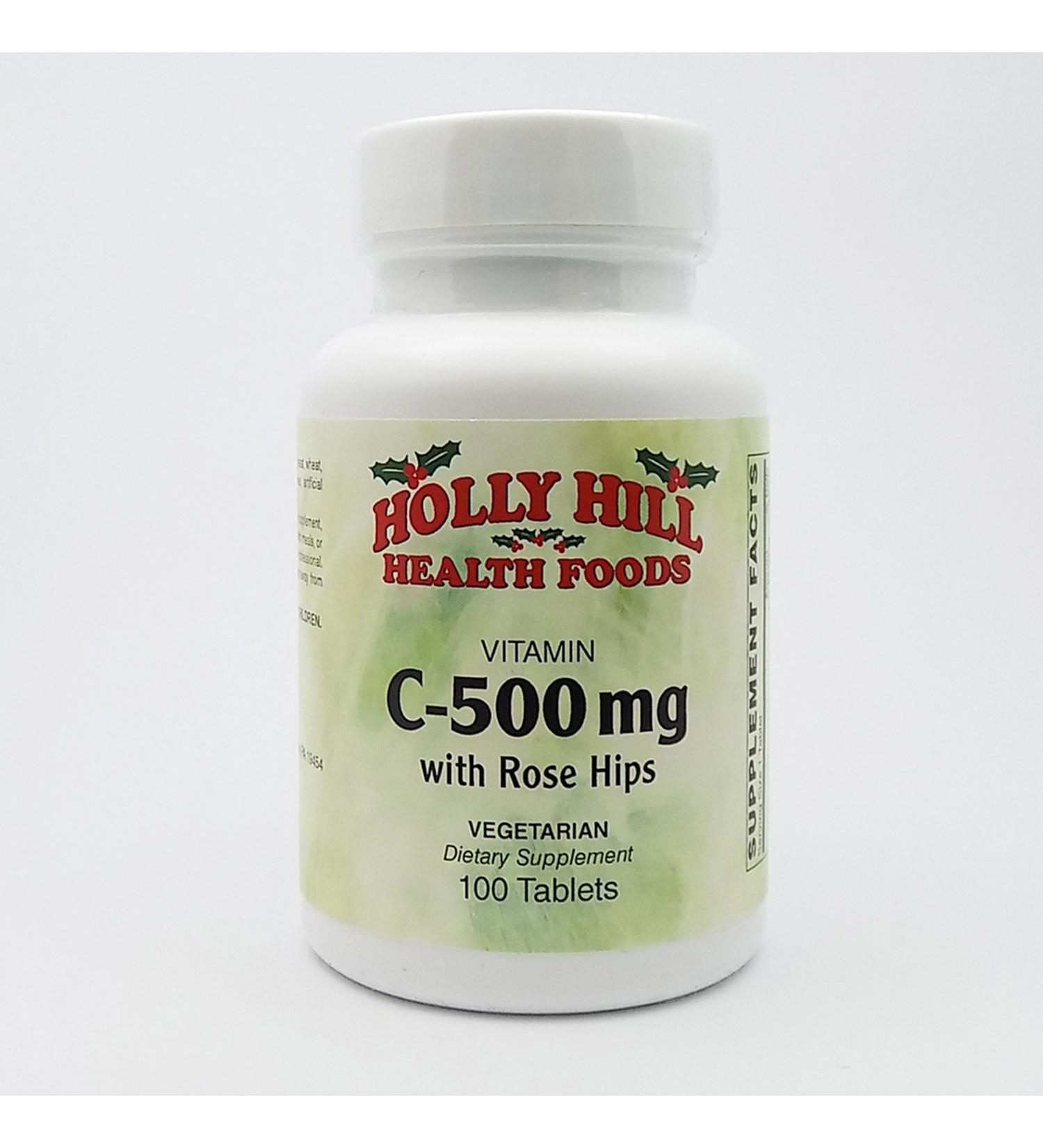 Holly Hill Health Foods C-500 MG with Rose Hips 100 Vegetarian Tablets - Buy Online on GoSupps.com