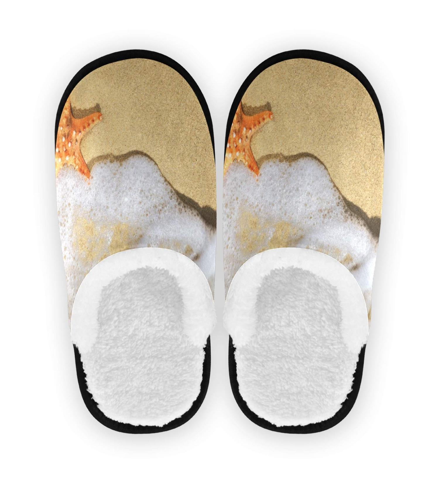Mnsruu Ocean Wave Beach Slippers for Men | Slip-Resistant Cotton House Shoes for Home Spa Hotel & Travel - Buy Online on GoSupps.com
