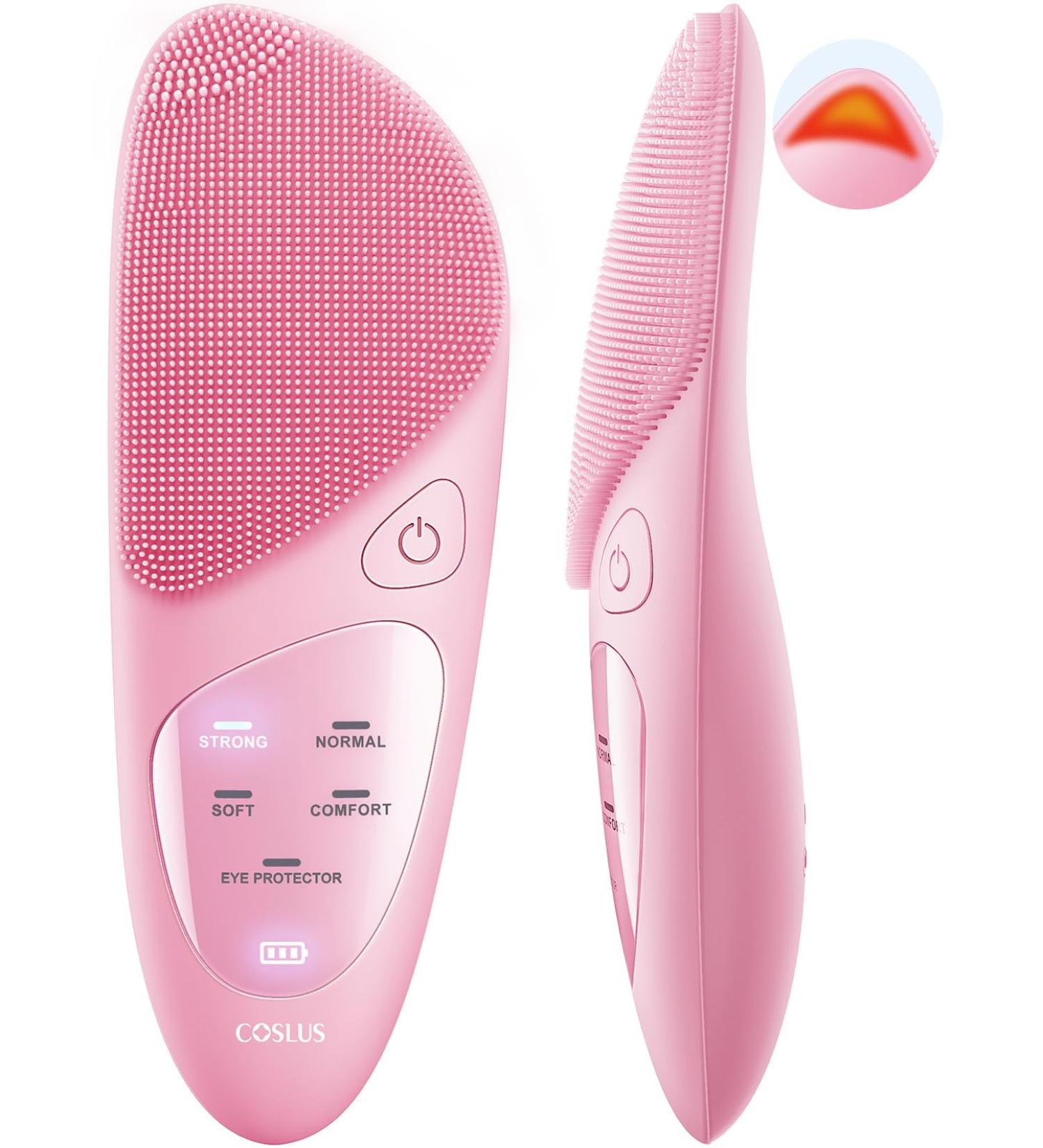 Coslus IPX7 Waterproof Electric Silicone Face Cleaning Brush - 4 Modes Rechargeable Pink for Deep Cleaning & Massage - Buy Online on GoSupps.com