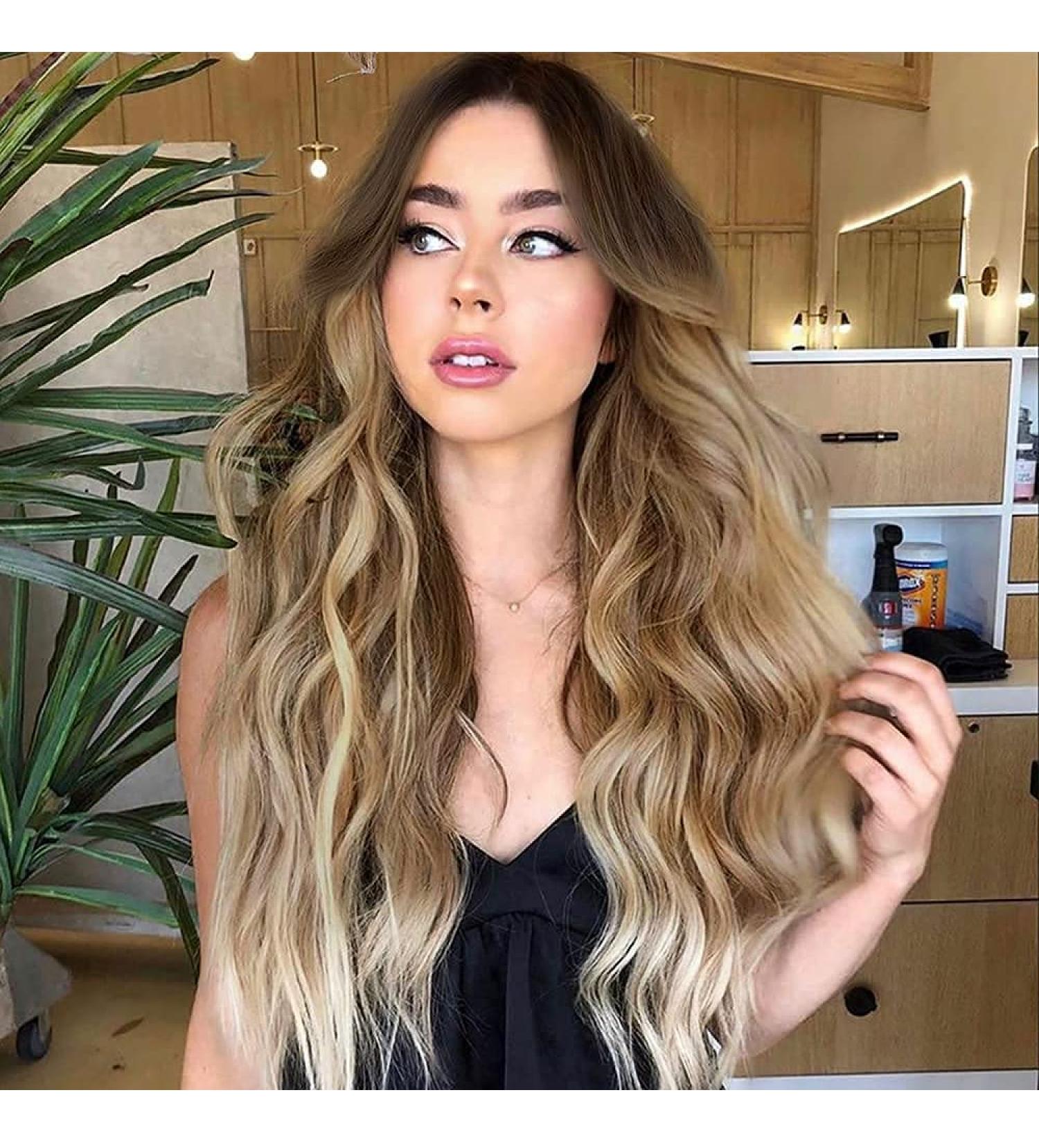 Natural Ombre Brown Wavy Wig for Women - Heat Resistant Synthetic Curly Hair - Buy Online on GoSupps.com