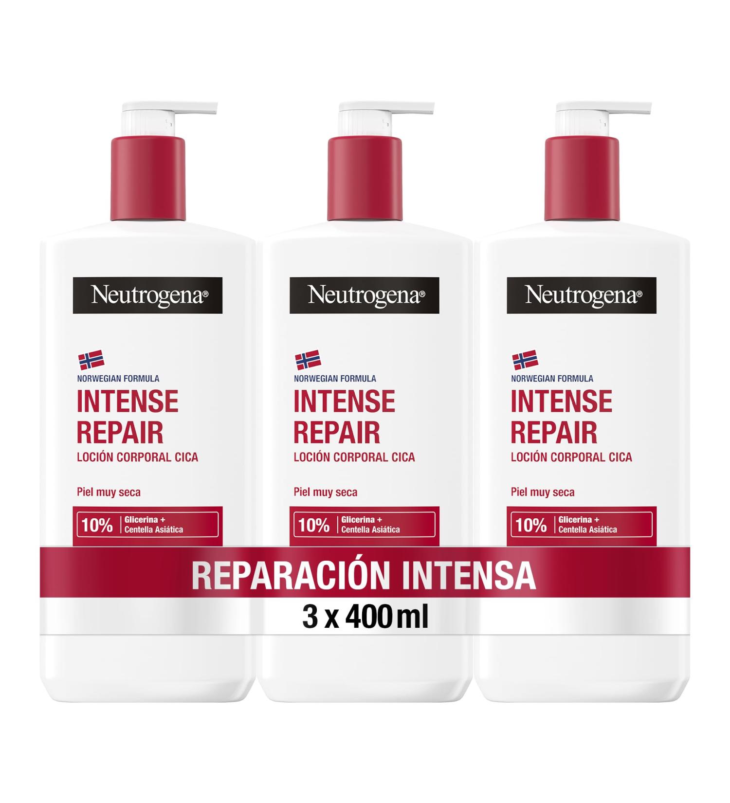 Neutrogena Neutrogena Norwegian Formula CICA Body Lotion Intense Repair for Very Dry Skin (3 x 400 ml) Moisturizing Repairing Body Cream with Asian Centella and Glycerin