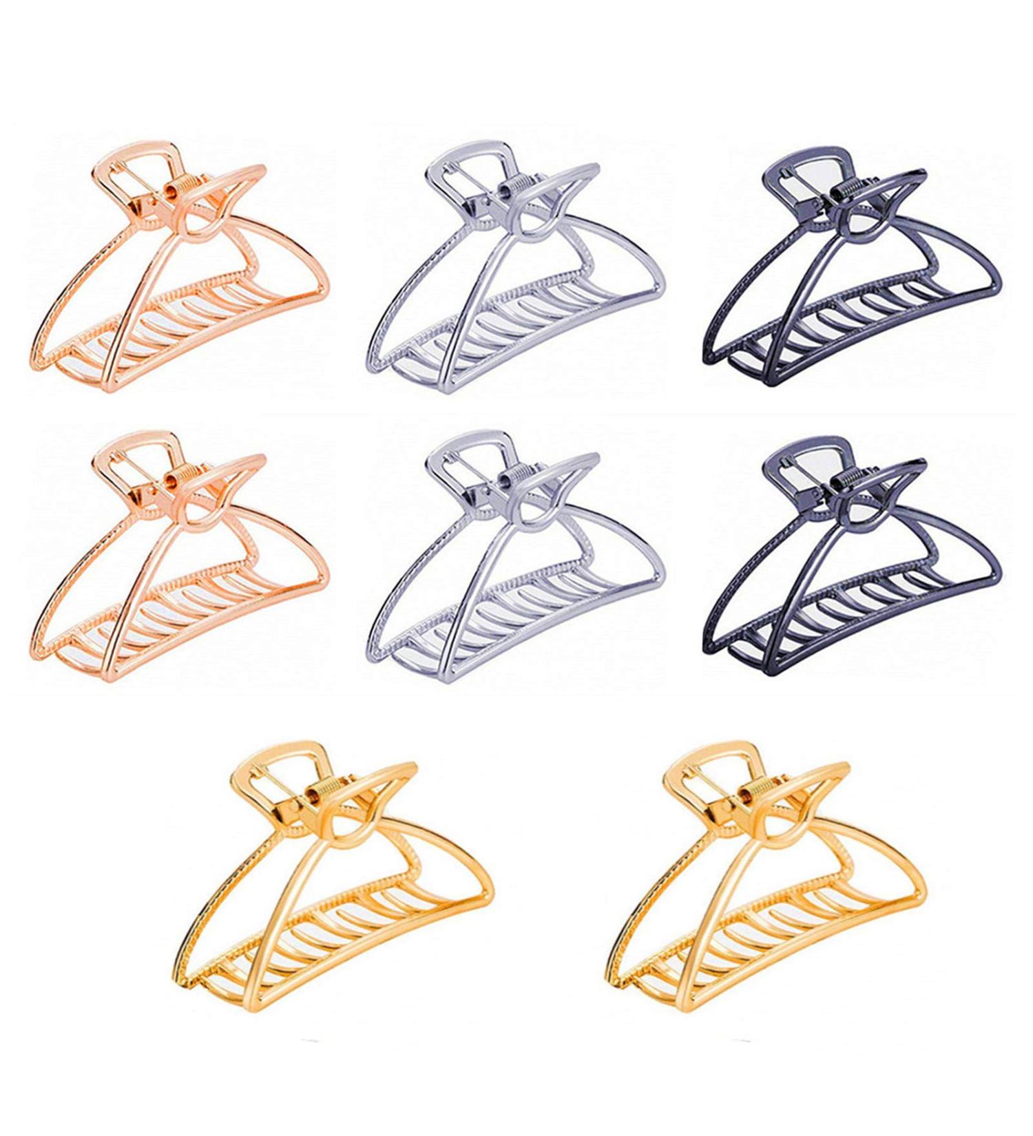 MIAO YUAN 3 Metal Hair Claws Set - 8 Barrettes for Thick and Normal Hair (Gold, Silver, Rose Gold, Gun-Black) - Stylish Jaw Clamps and Hairpins - Buy Online on GoSupps.com
