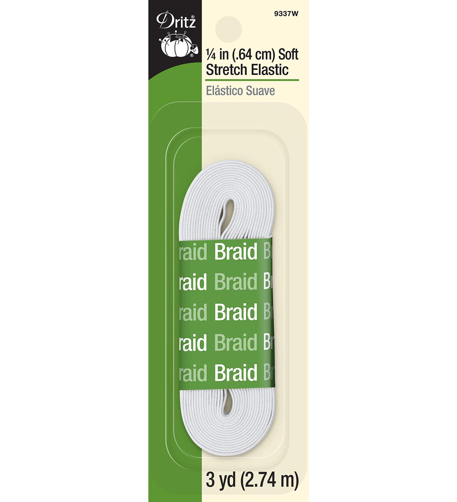 Dritz 9337W Soft Stretch Braided Elastic White - 1/4-Inch by 3-Yard - Buy Online on GoSupps.com