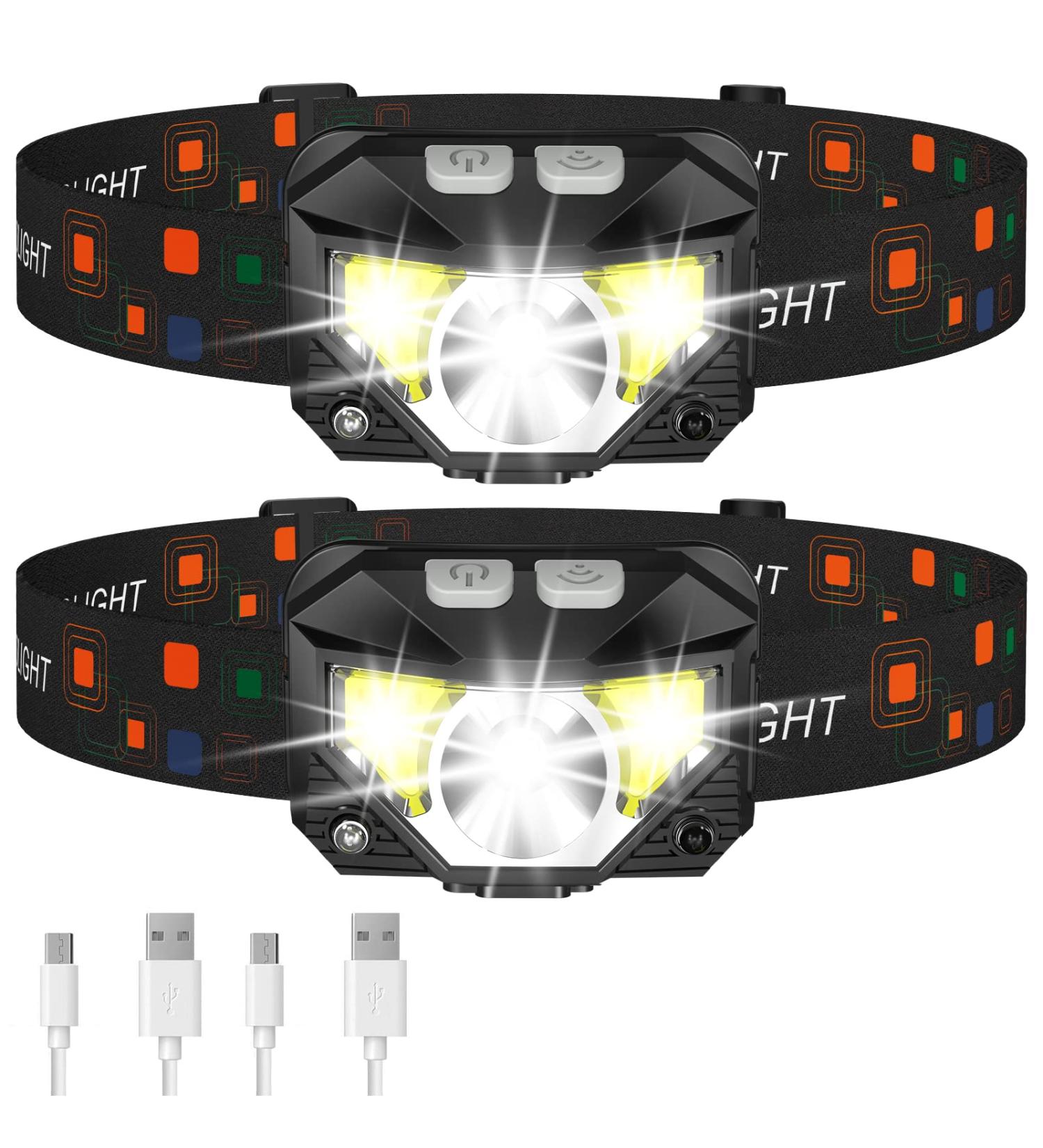 LHKNL 1200 Lumen Rechargeable Headlamp 2-Pack | Ultra-Light Waterproof LED Headlight with Red Light | 8 Modes for Outdoor Activities - Buy Online on GoSupps.com