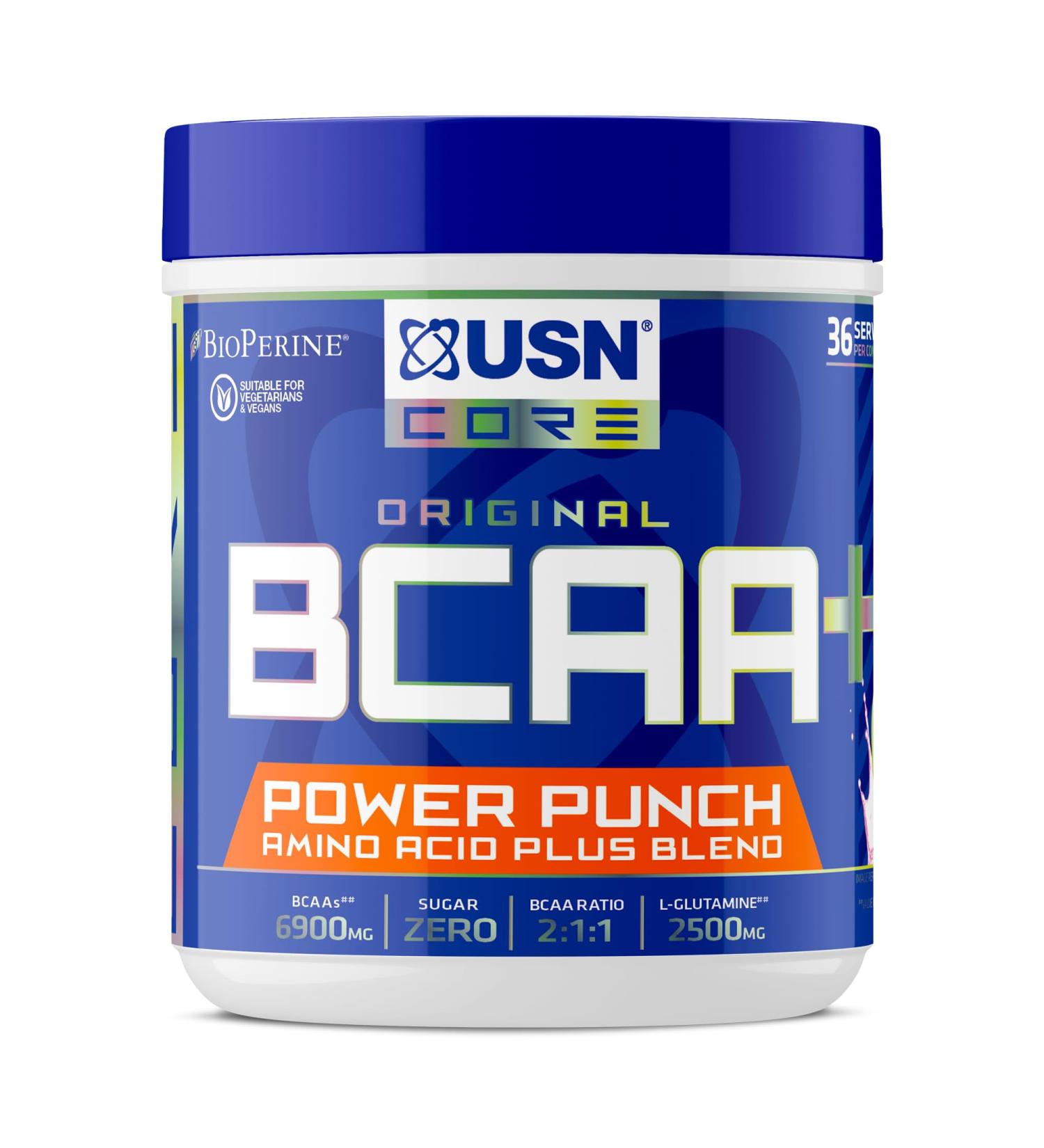 USN BCAA Power Punch Watermelon 400g Intra Workout Drink with Vitamin B6 and Amino Acids - Buy Online on GoSupps.com