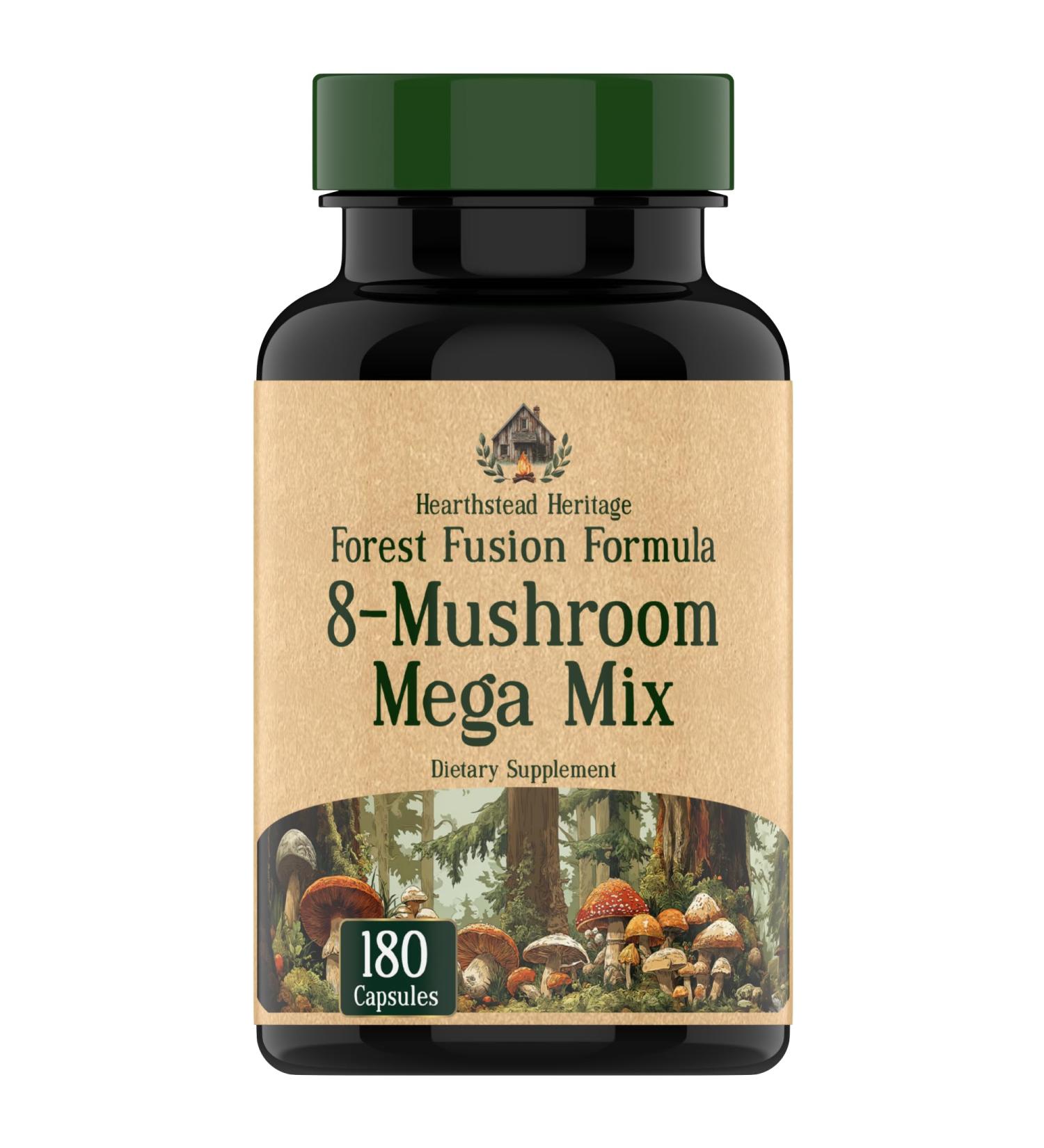 8 Mushroom Complex - 180 Capsules - Lion s Mane Reishi Chaga Cordyceps & Turkey Tail - Natural Immune Focus & Energy* Support Supplement for Men & Women - Buy Online on GoSupps.com