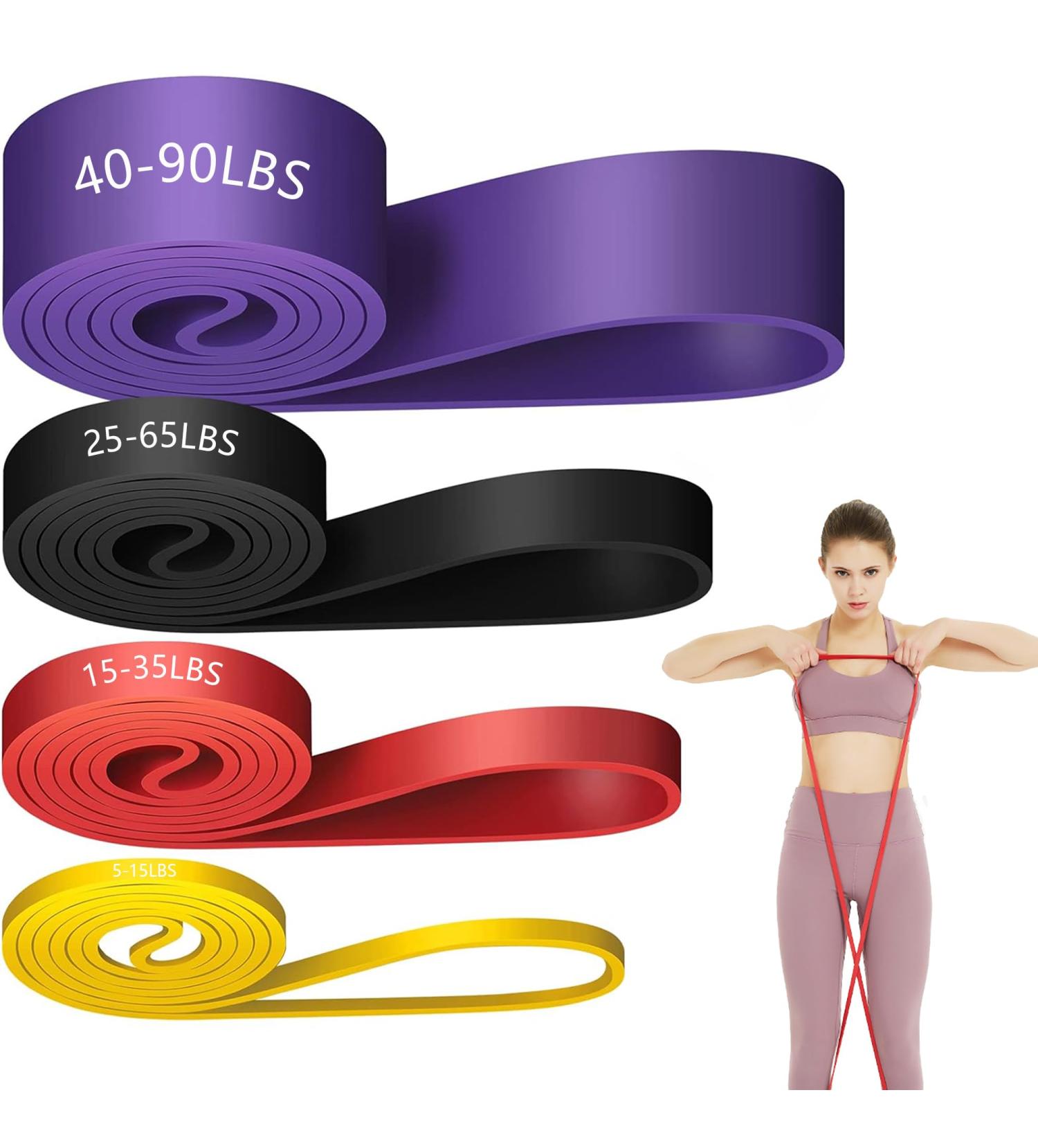 Buy Pull Up Assistance Bands | Multi-Level Resistance Fitness Bands Set for Full Body Training & Physical Therapy - Yellow Red Black & Purple - 4 Sets - Buy Online on GoSupps.com