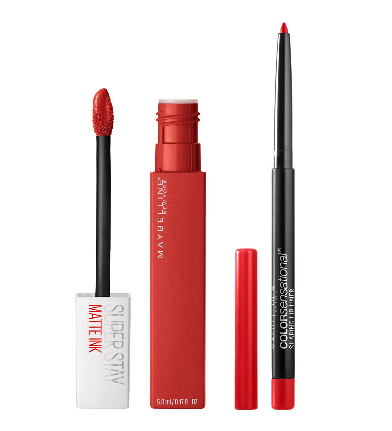 Maybelline Super Stay Matte Ink Liquid Lipstick & Lip Liner Bundle - Dancer & Very Cherry - Buy Online on GoSupps.com