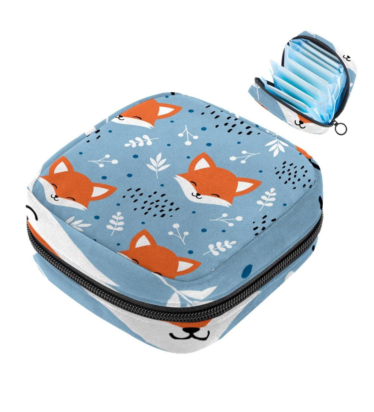 Cute Orange Fox Women's Binding Bags | Tampon Storage & Zip Pockets | Stylish Menstrual Tote - Multi05 - Buy Online on GoSupps.com