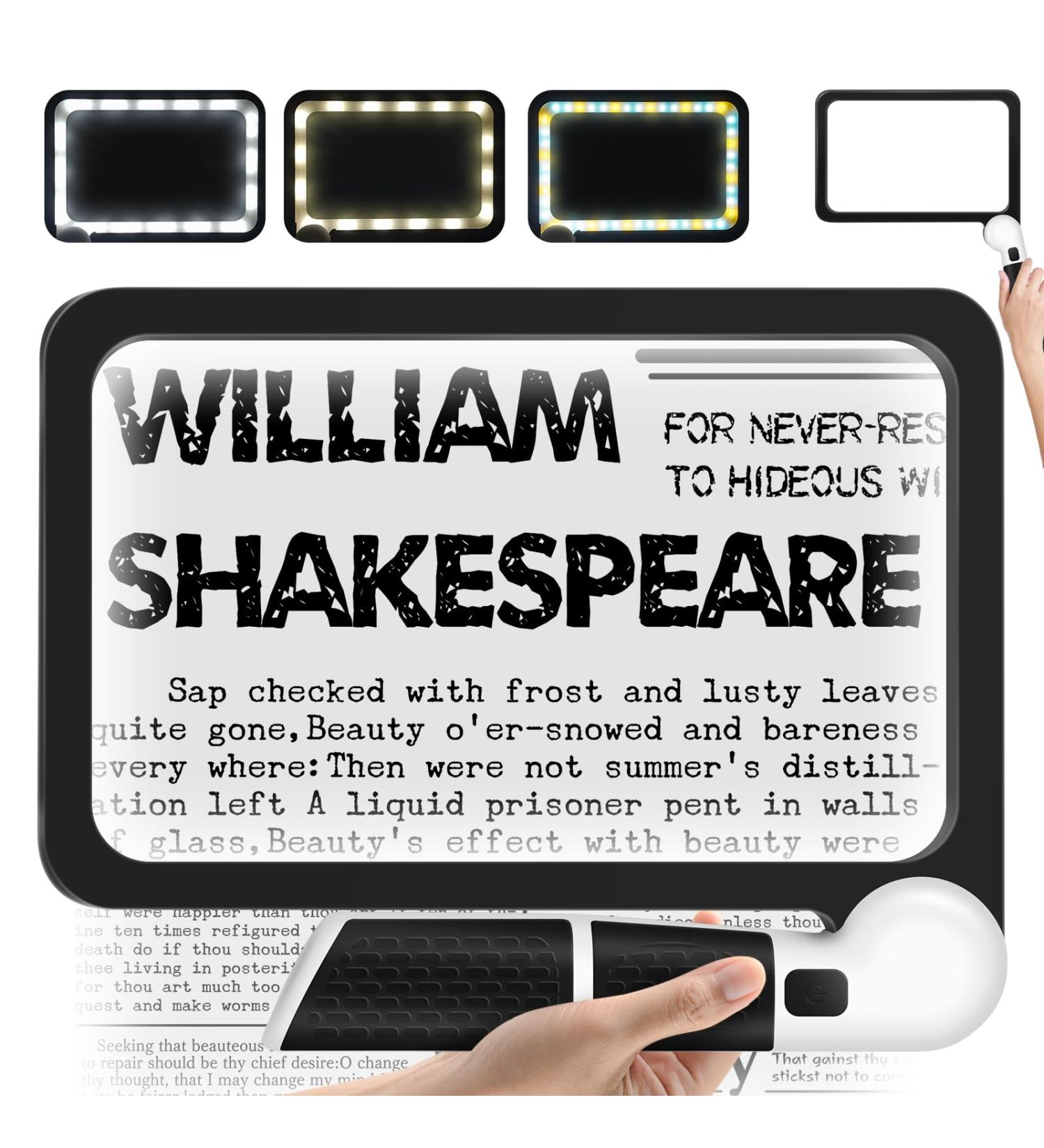 Smlirop 48 LED 5X Magnifier Cool and Warm 3-Mode Switching - Ideal for Low Vision Observation Aids and Elderly Readers - Reduces Eyestrain for a Comfortable Reading Experience (Lens 7.5 * 4.4 in) - Buy Online on GoSupps.com
