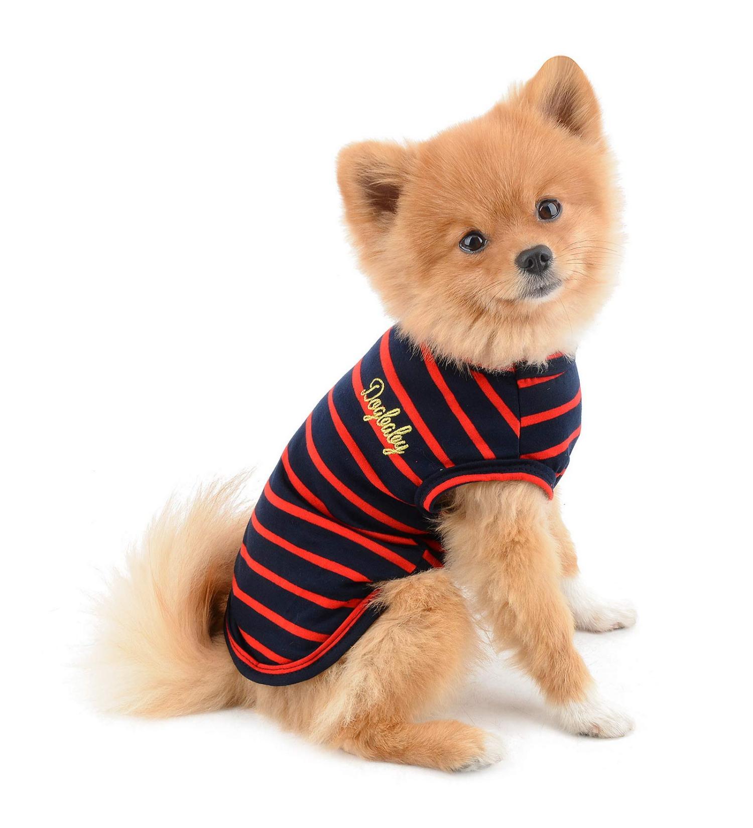Paidful Summer Stripes T-Shirt for Small Dogs & Cats - Breathable Cotton Vest for Puppies & Kittens - Stylish Red Apparel for Chihuahua & Yorkshire XXL - Buy Online on GoSupps.com