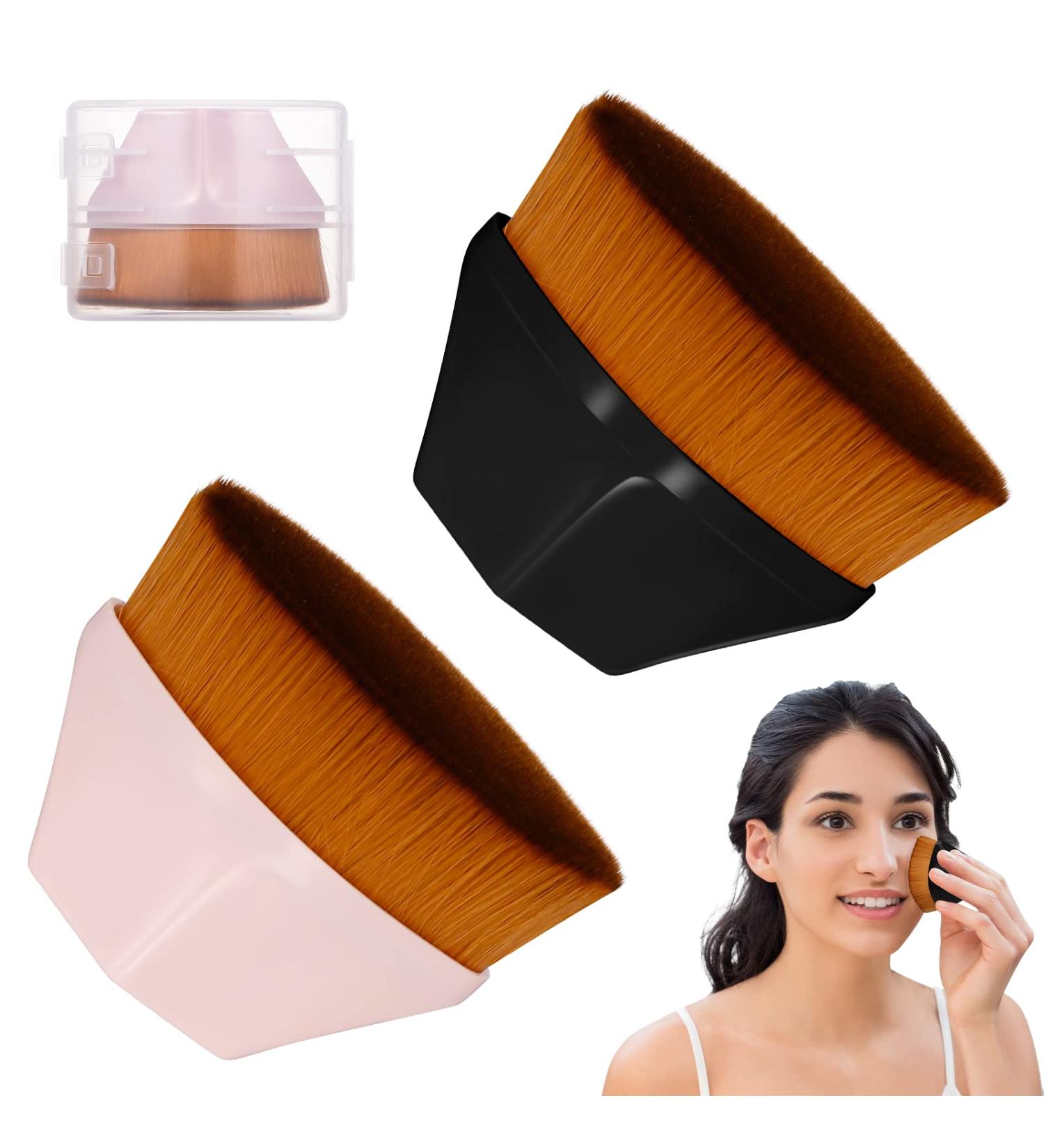 Bestomrogh 2 Pcs Foundation Makeup Brush Flat Top Kabuki Hexagon Face Blush Liquid Powder Foundation Brush Portable Face Brush for Blending Liquid Flawless Powder Cosmetics with Protective Case - Buy Online on GoSupps.com