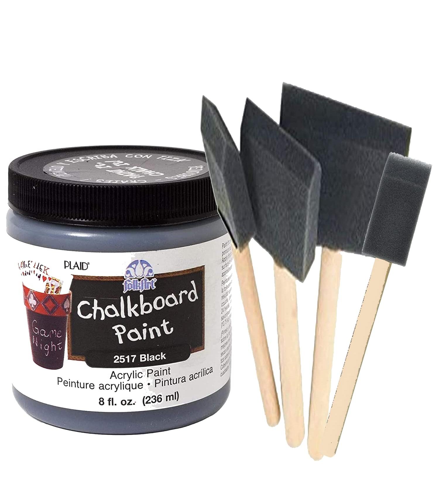 Chalkboard Paint Kit | Quality Black Chalkboard Paint with Four Foam Brushes set | Wooden Handles in 4 Sizes | Create usable Chalkboard Surfaces on Furniture  Doors  Drawers - Buy Online on GoSupps.com