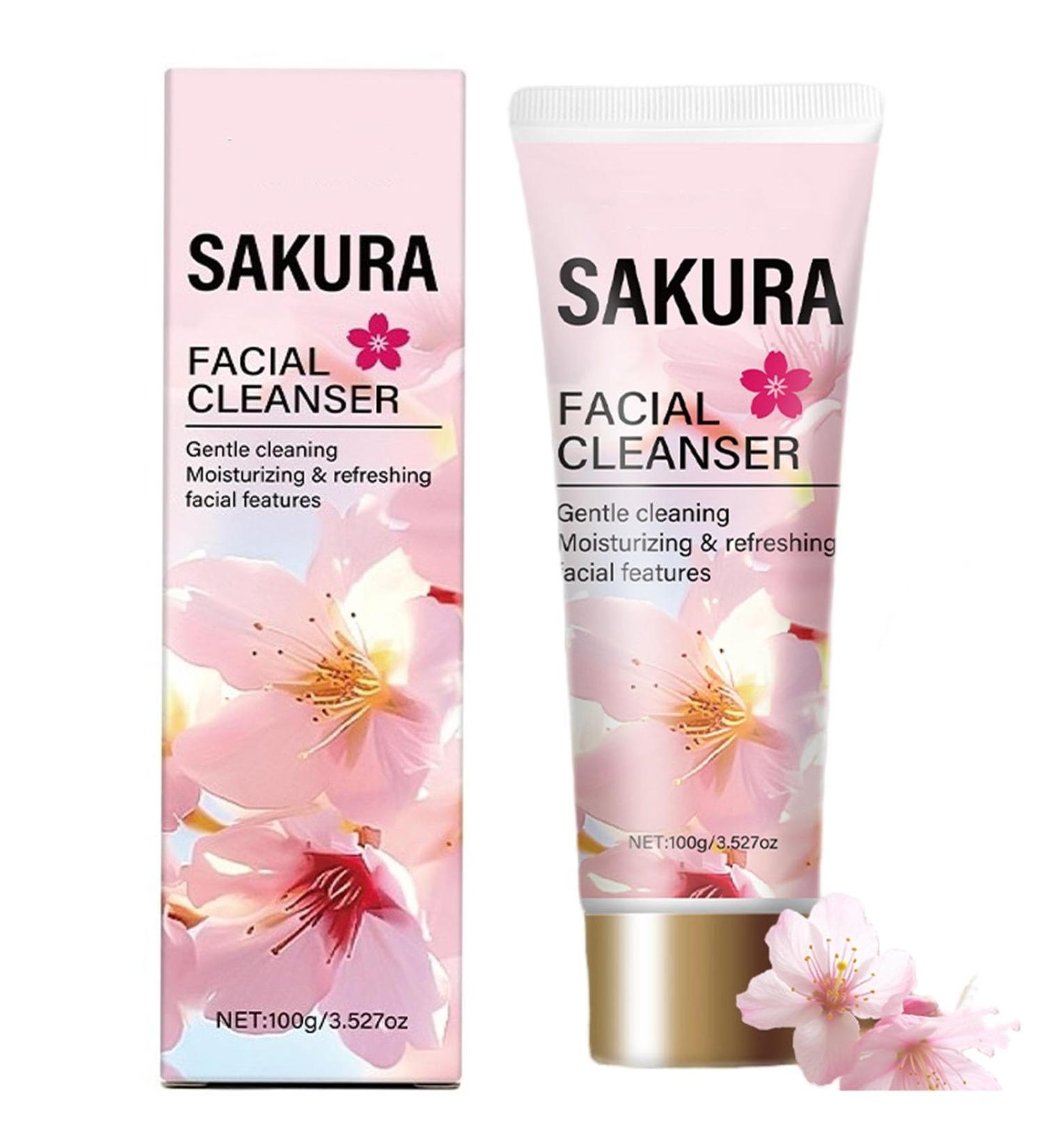 Cherry Blossoms Face Wash Exfoliating Hydrating Foaming Cream Face Cleanser Facial Cleanser for Double Cleansing Makeup Remover Deep Cleaning Balance Oil Water Non-Irritating & Hypoallergenic - Buy Online on GoSupps.com