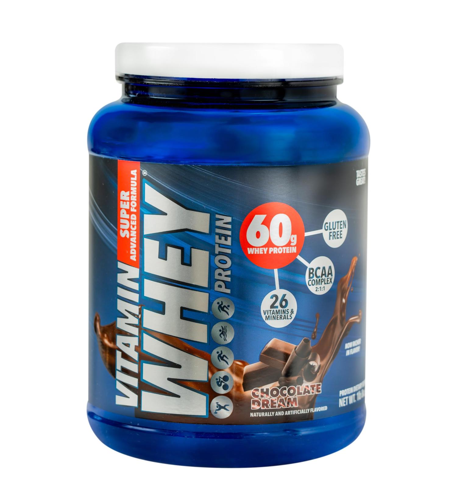 Vitamin Whey - Premium Whey Protein Powder Chocolate Dream 60g Protein Gluten-Free BCAA Complex 26 Vitamins & Minerals - Buy Online on GoSupps.com