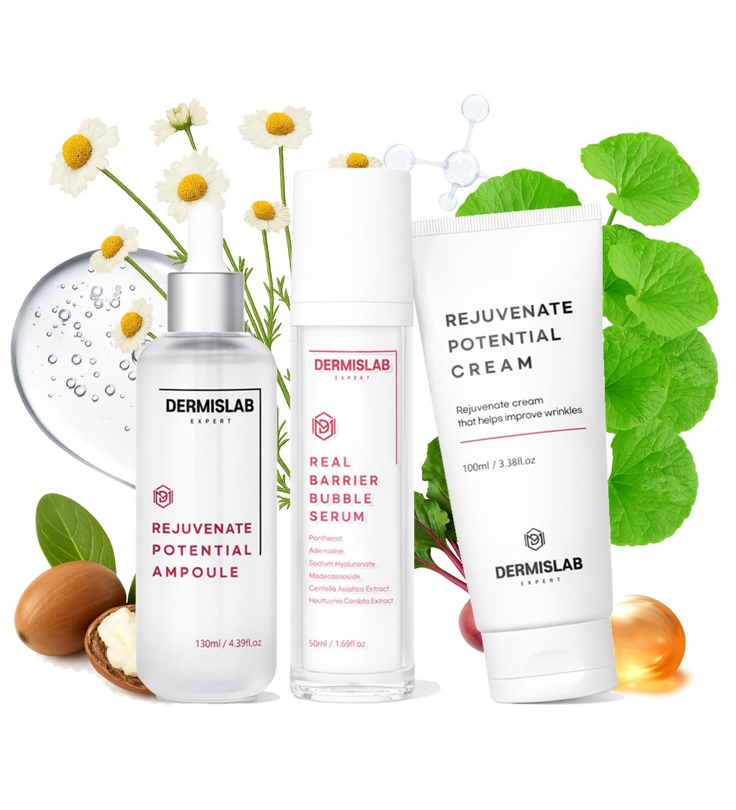 DERMISLAB Daily Essential Rejuvenate Set - Ampoule + Bubble Serum + Moisture Cream | Collagen Hyaluronic Acid & Barrier-Boosting | Korean Derma Cosmetic (3 pieces) - Buy Online on GoSupps.com