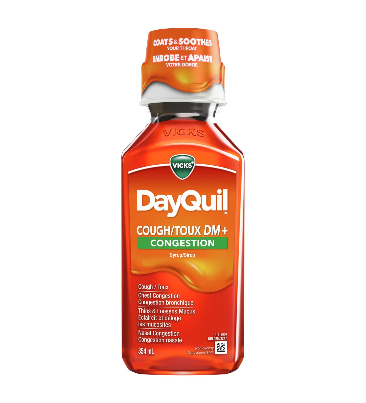 Vicks DayQuil Cough & Congestion Non-Drowsy Liquid Medicine Non-Drowsy Daytime Relief for Cough Mucus and Congestion Citrus Flavour 354ml - Buy Online on GoSupps.com