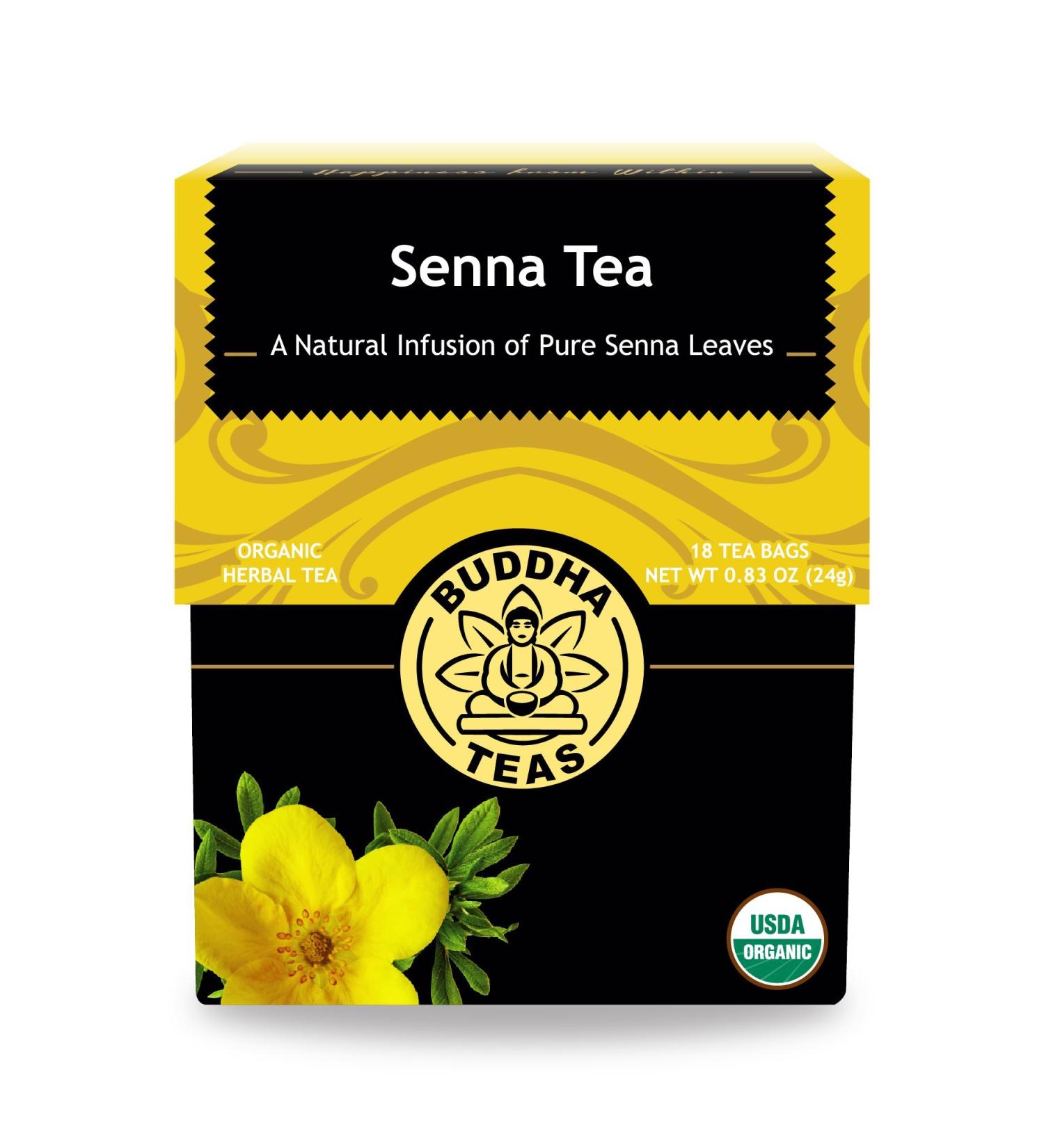 Organic Senna Tea - USDA & OU Kosher, 18 Bleach-Free Bags | Buddha Teas - Buy Online on GoSupps.com