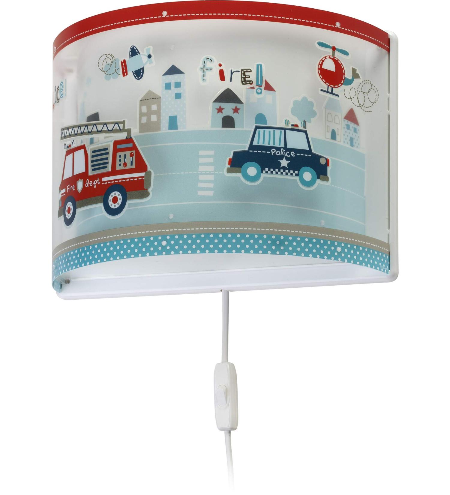Dalber Children's Wall Lamp - Police Cars Design | Blue Wall Light for Kids' Rooms | Model 60618 E27 - Buy Online on GoSupps.com