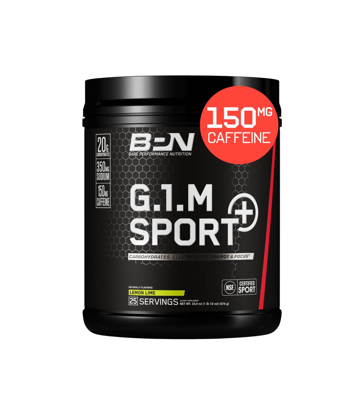 BARE PERFORMANCE NUTRITION G.1.M Sport+ Endurance Pre-Workout Lemon Lime | 25 Servings | 20g Carbs 350mg Sodium 150mg Caffeine | Electrolytes Nootropics & Cluster Dextrin for Energy & Focus - Buy Online on GoSupps.com