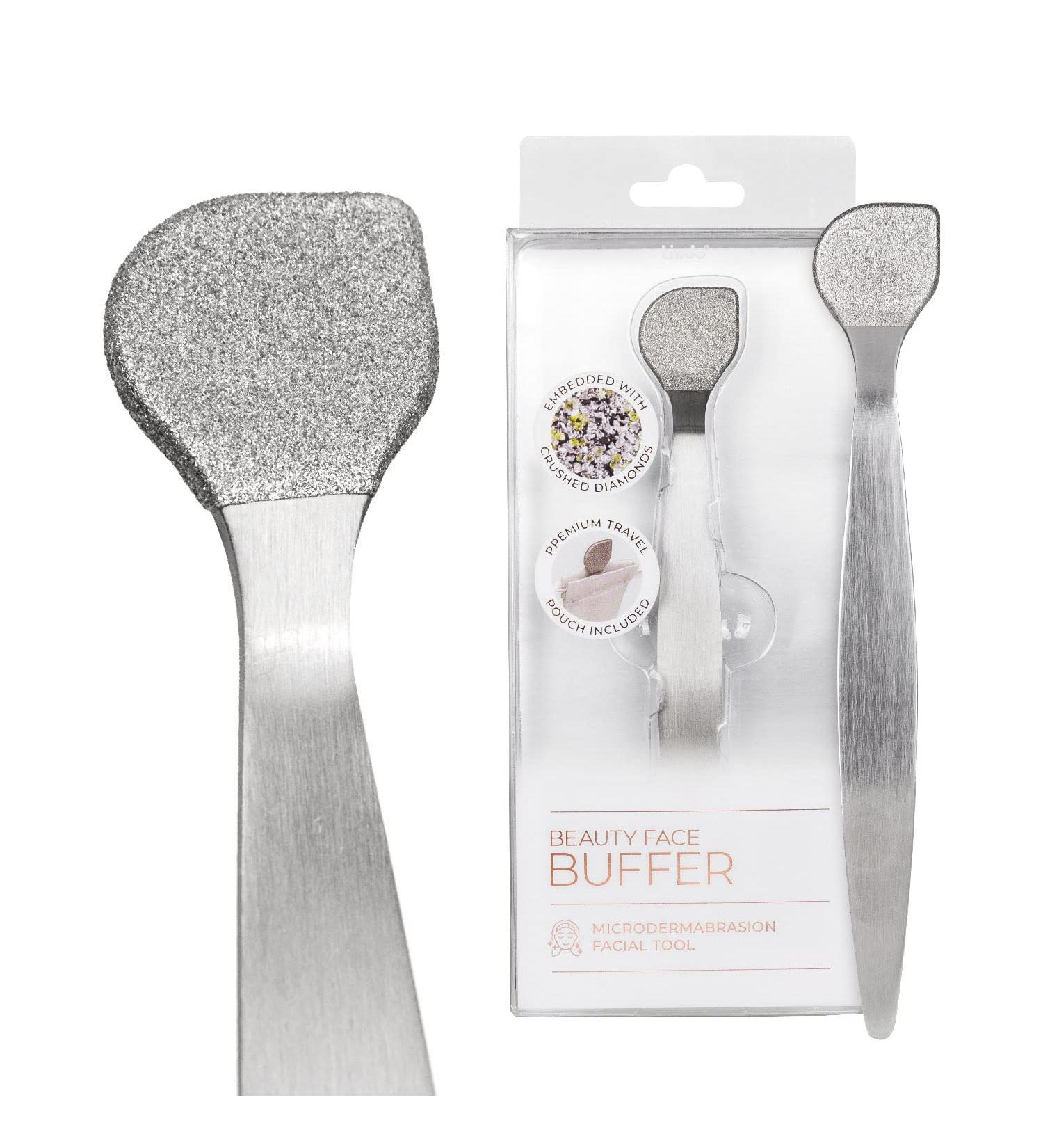 Lindo Beauty Face Buffer - Diamond Infused Microdermabrasion Exfoliation Tool for Smooth Skin and Radiant Complexion - Reduce Fine Lines and Wrinkles - Includes Travel Pouch - Buy Online on GoSupps.com