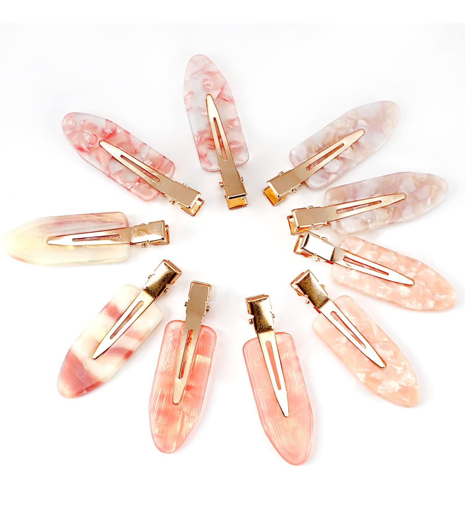 10 Pcs No Bend Hair Clips Ladies Pin Curls No Crease Barrette Acrylic Resin Flat Clips - Buy Online on GoSupps.com