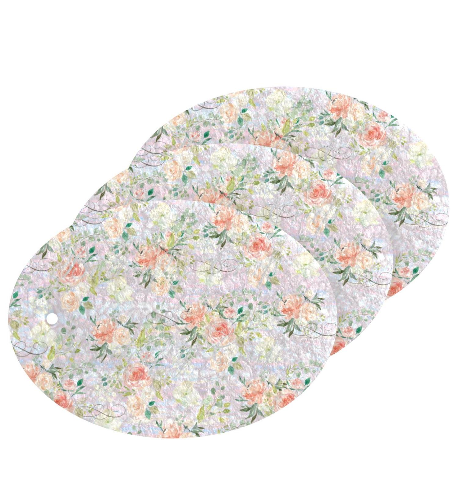 3-Pack Cleaning Kitchen Sponges Oval Pink and White Roses Kitchen Cellulose Dishwashing Wood Pulp Cotton - Buy Online on GoSupps.com