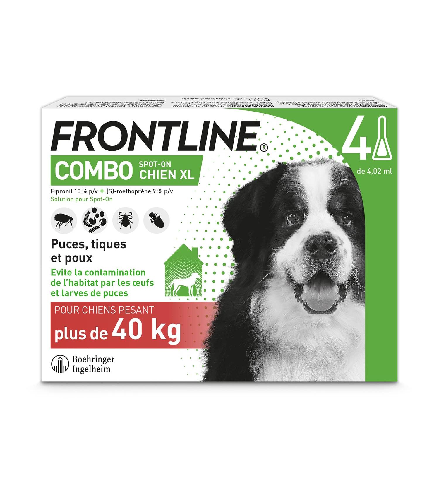 FRONTLINE Combo Dog - Anti Flea Anti-Tick - Protects Habitat1 Eliminates Fleas for 8 Weeks/Ticks for 4 Weeks - For Dogs +40 kg - Made in France - 4 Pipettes - Buy Online on GoSupps.com