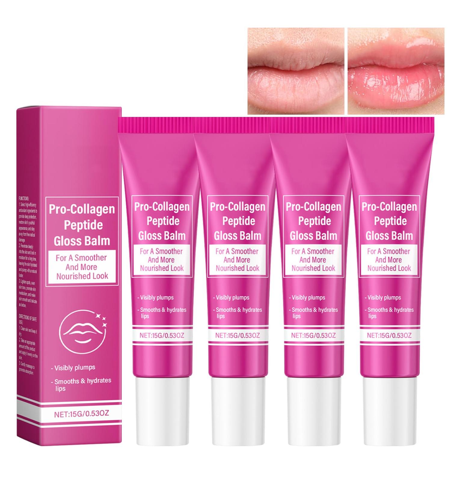  WRANBAO Lip Balm with Pro-Collagen Peptide Tinted Lip Balm Tinted Moisturizing Gel Rich and Nourishing Lipstick Gently Nourishes Suitable for Dry and Flaky Lips (4pcs) - Buy Online on GoSupps.com