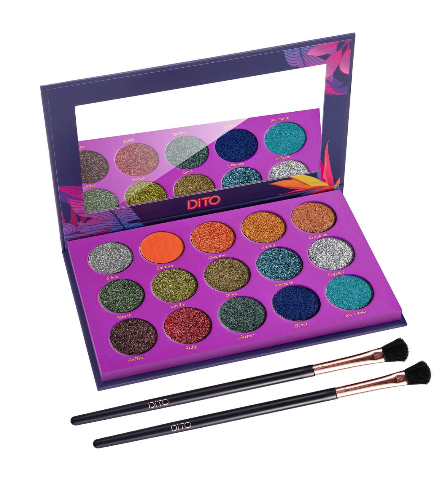 Shop Dito 15 Color Jungle Eyeshadow Palette & Brushes - Long Lasting Waterproof Shimmer & Matte - Perfect Gift for Wife Lover & Mother - Buy Online on GoSupps.com