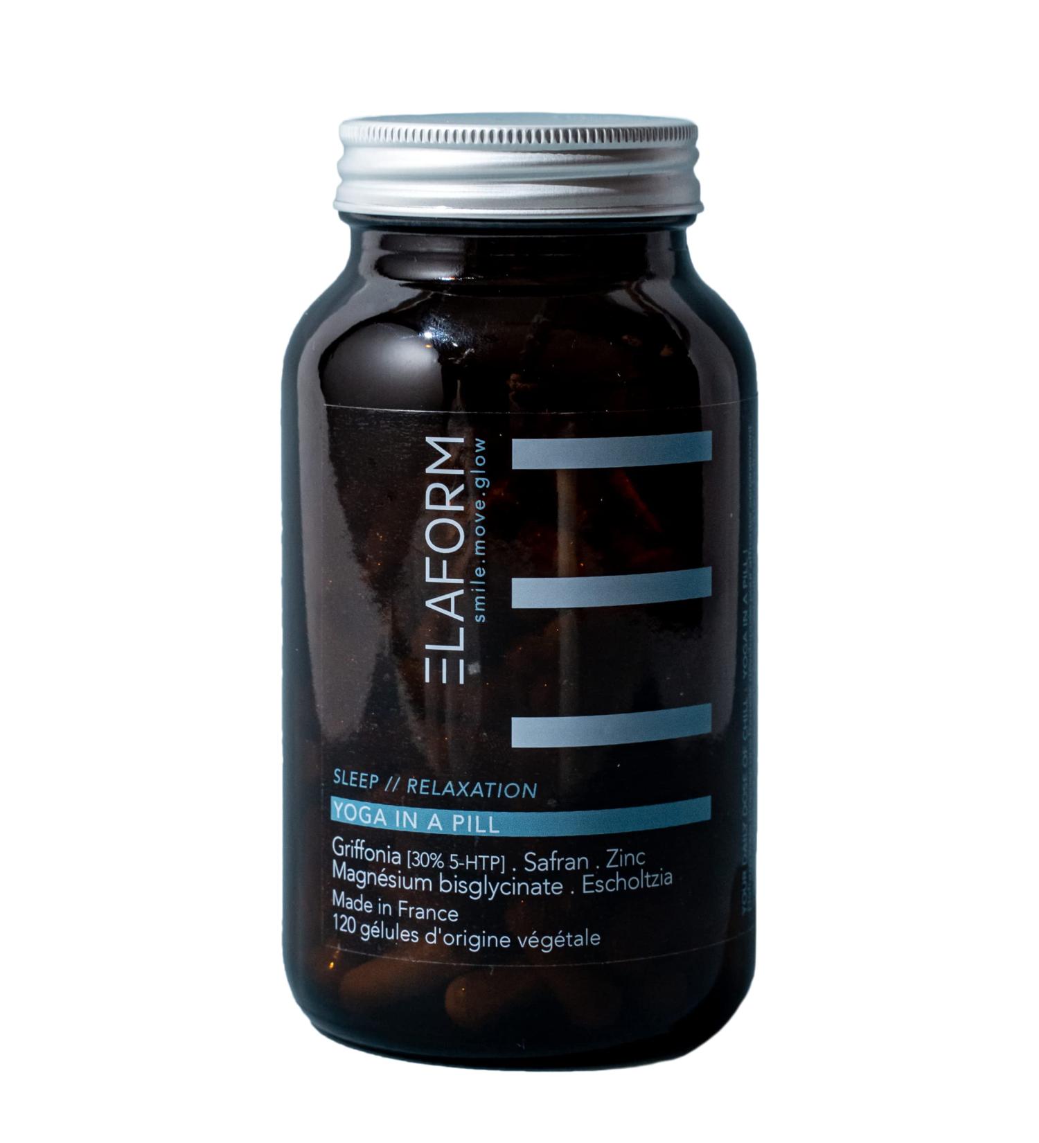 Dietary Supplement - Relaxation and Stress Resistance - Magnesium & Vitamin B6-120 Relaxation Capsules - Made in France - Yoga in a Pill - Elaform