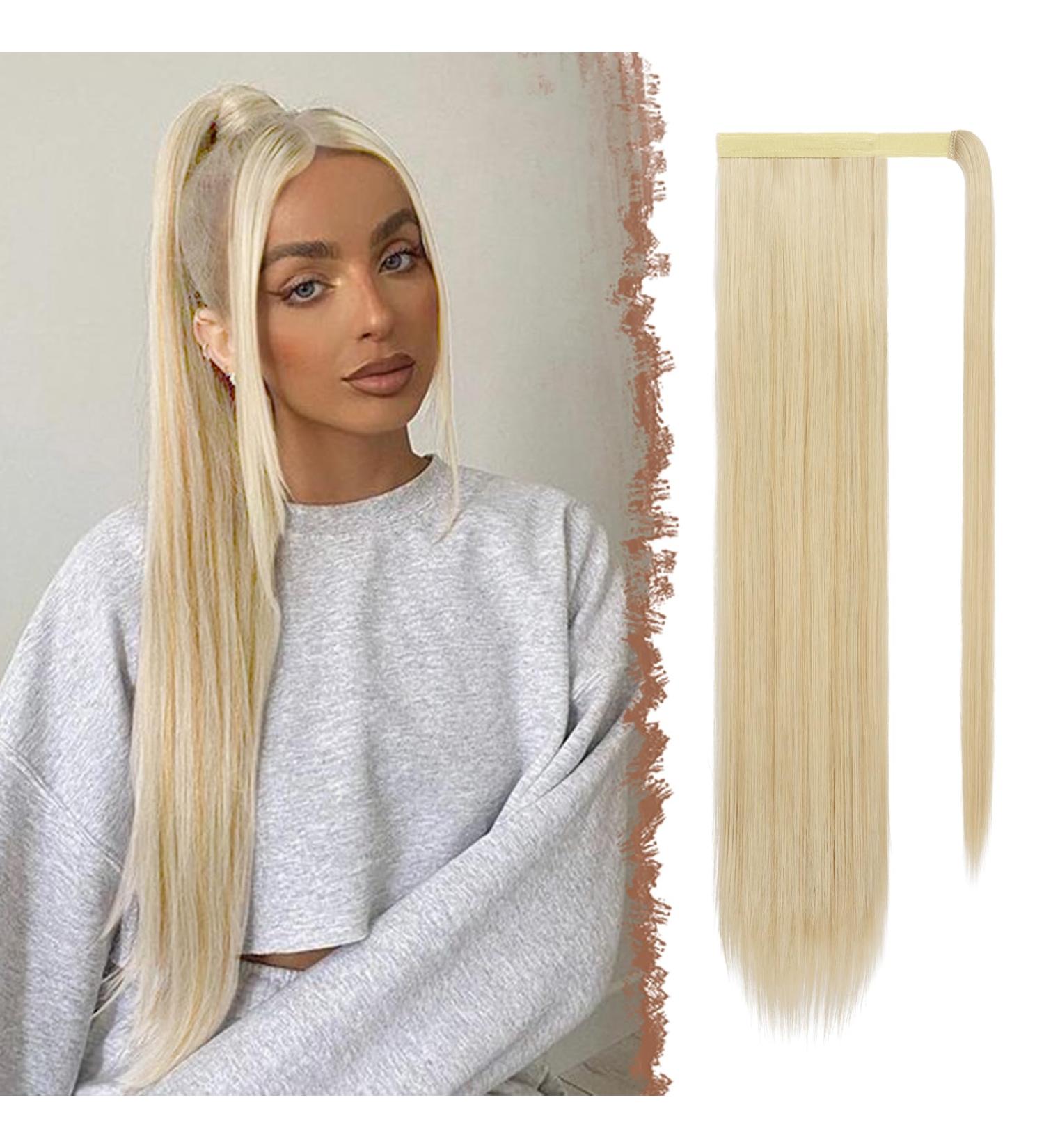 FESHFEN Straight Ponytail Extensions Long Wrap Around Ponytail Synthetic Clip in Pony Tail Hair Extensions Honey Blonde Mixed Platinum Blonde Hairpiece for Women 28 inch 28 inch (Pack of 1) Honey Blonde Mixed Platinum Blonde - Buy Online on GoSupps.com