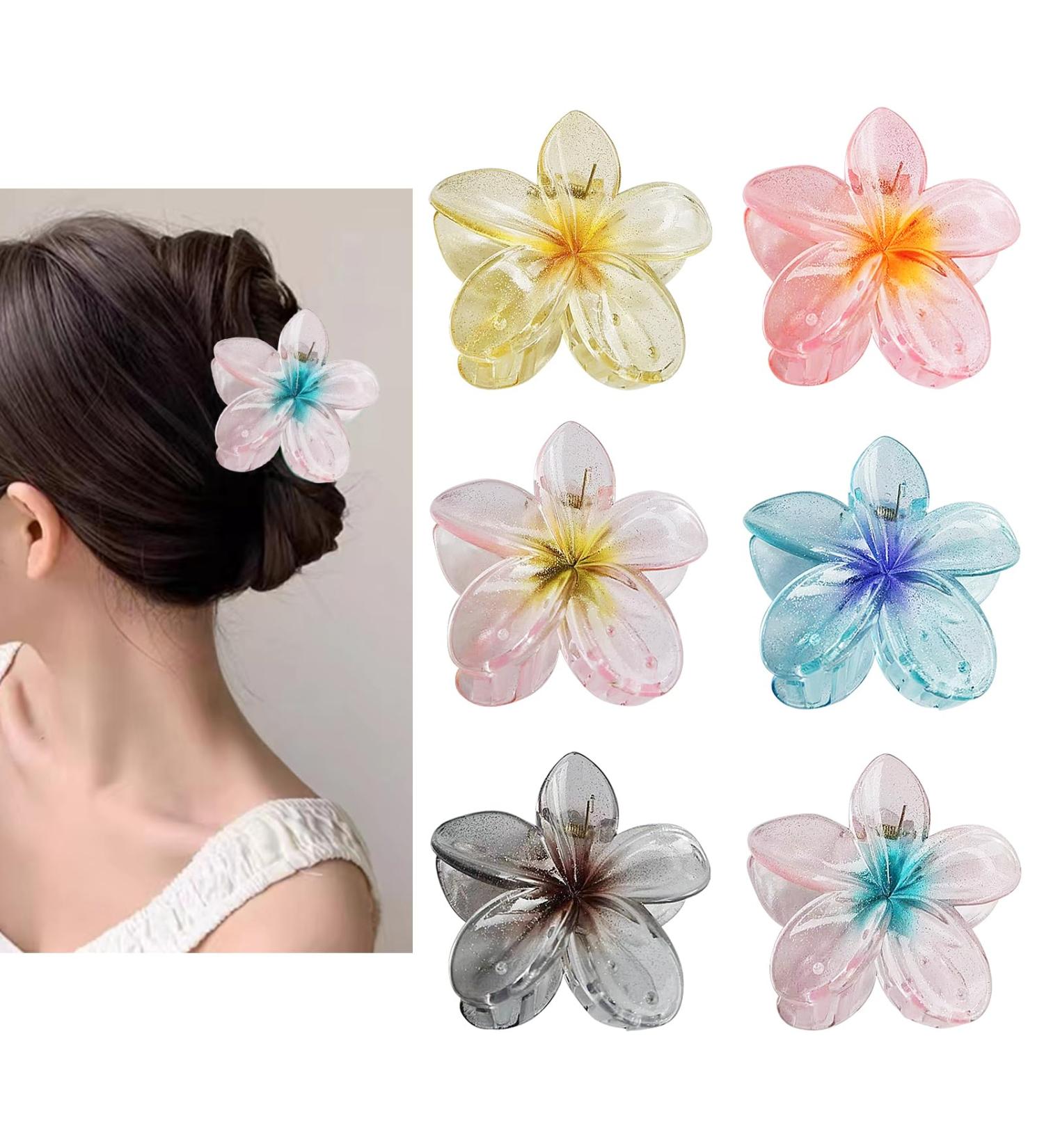 Sivlki 6-Piece Flower Hair Clips - Cute Acrylic Claw Clips for Thick Hair - Perfect Gift for Women & Girls - Buy Online on GoSupps.com