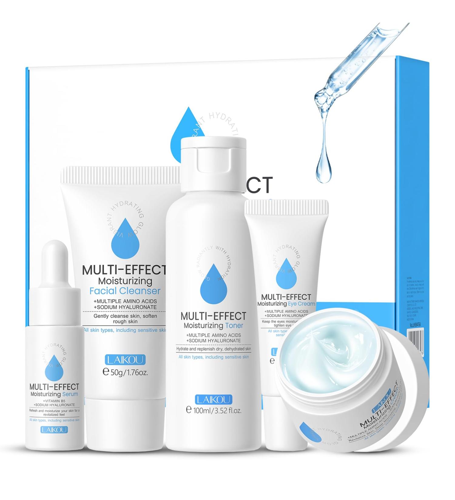 Ultimate Skin Care Set for Women | Hyaluronic Acid Moisturizer Gift Kit | Daily Face Care with Cleanser Toner Serum Eye Cream & Cream - 5 Pack - Buy Online on GoSupps.com