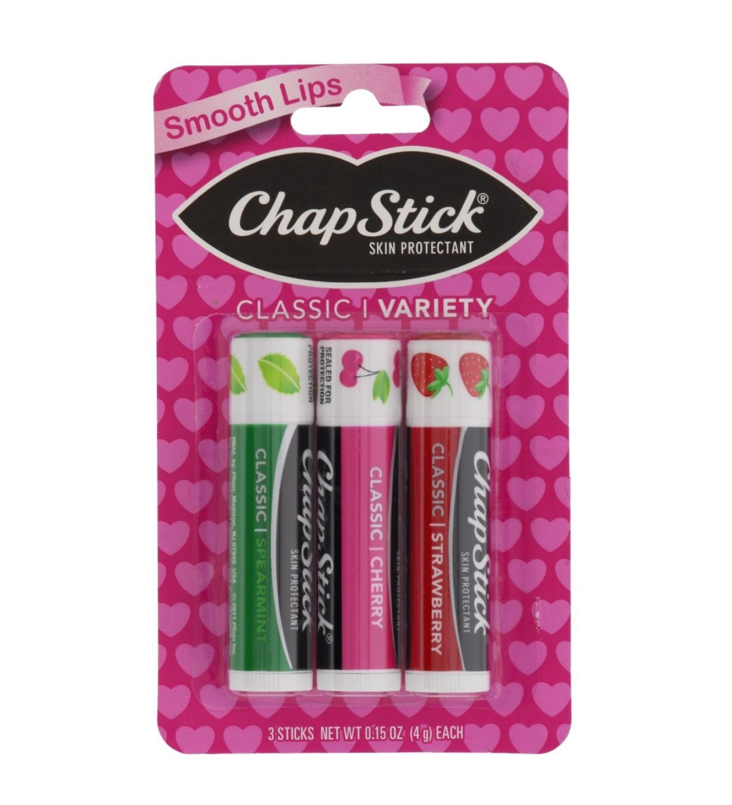 Shop ChapStick Classic Variety Pack (3 ct) - Spearmint Cherry & Strawberry - International Shipping Available - Buy Online on GoSupps.com