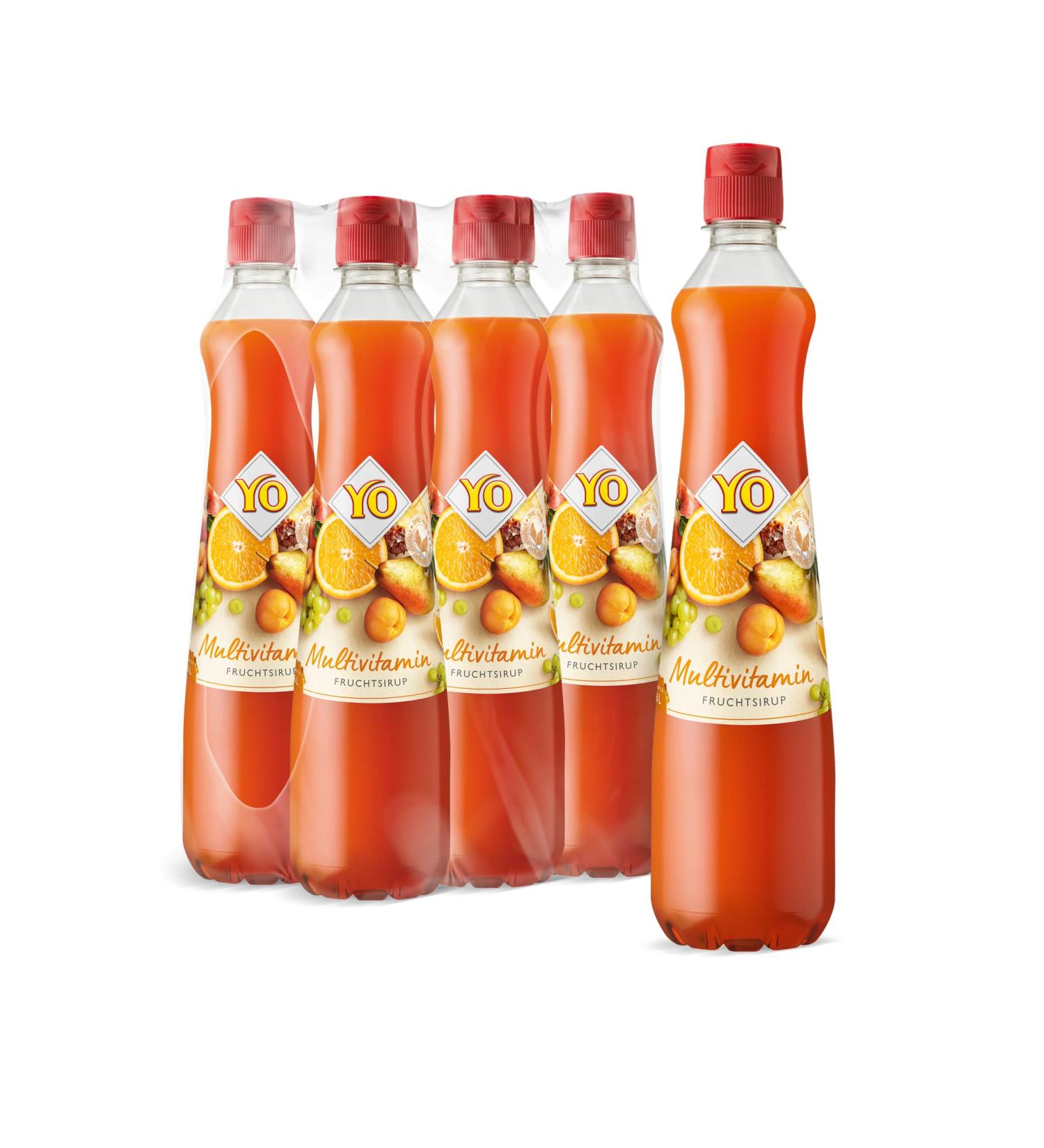 YO SIRUP Multivitamin (6 x 700 ml) - Vegan Drink Mix with No Additives - 6 Liters of Refreshing Beverage - Healthy & Natural - Buy Online on GoSupps.com