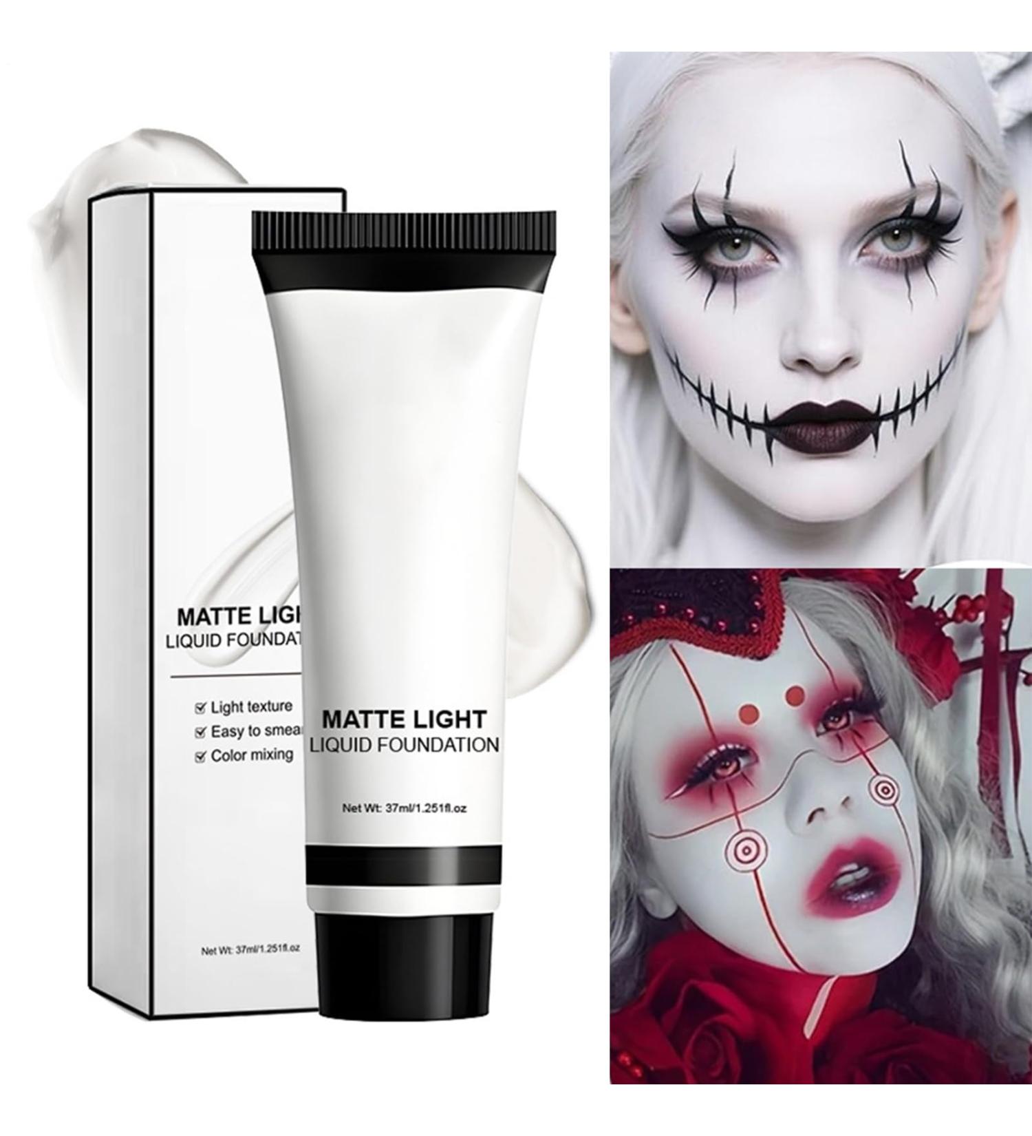  dzqad White Face Makeup | Liquid Foundation - 37ml Long-Lasting Matte Fluid for Clown Cosplay Party Adults - Buy Online on GoSupps.com