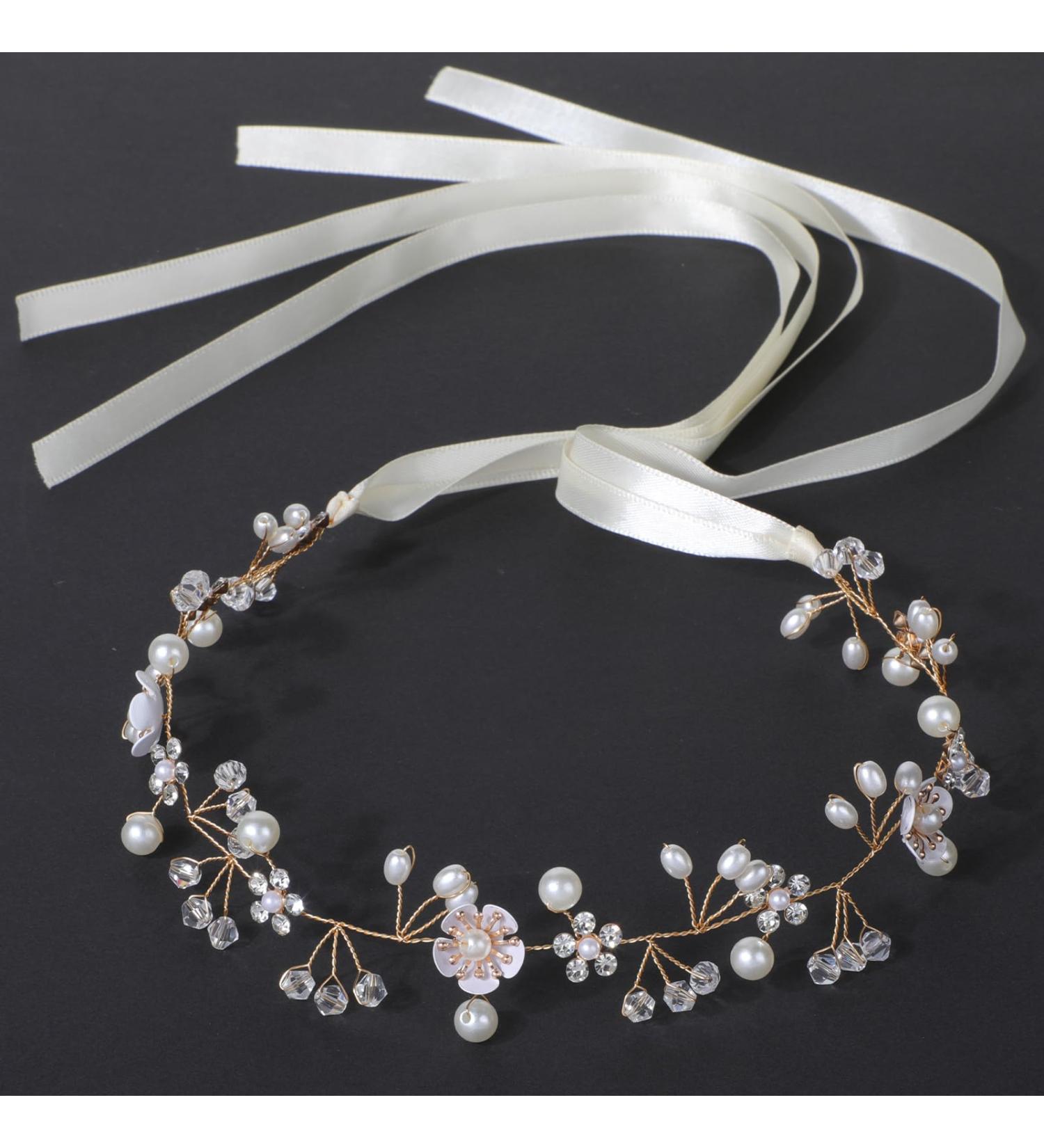 Sibba Bridal Headband Flower Headpiece 1 PC Pearl Hairband Crowns Tiara Wedding Head Pieces Brides Proposal Bands Bridesmaid Beaded Headdress Hair Accessories For Toddler Girls Women - Buy Online on GoSupps.com