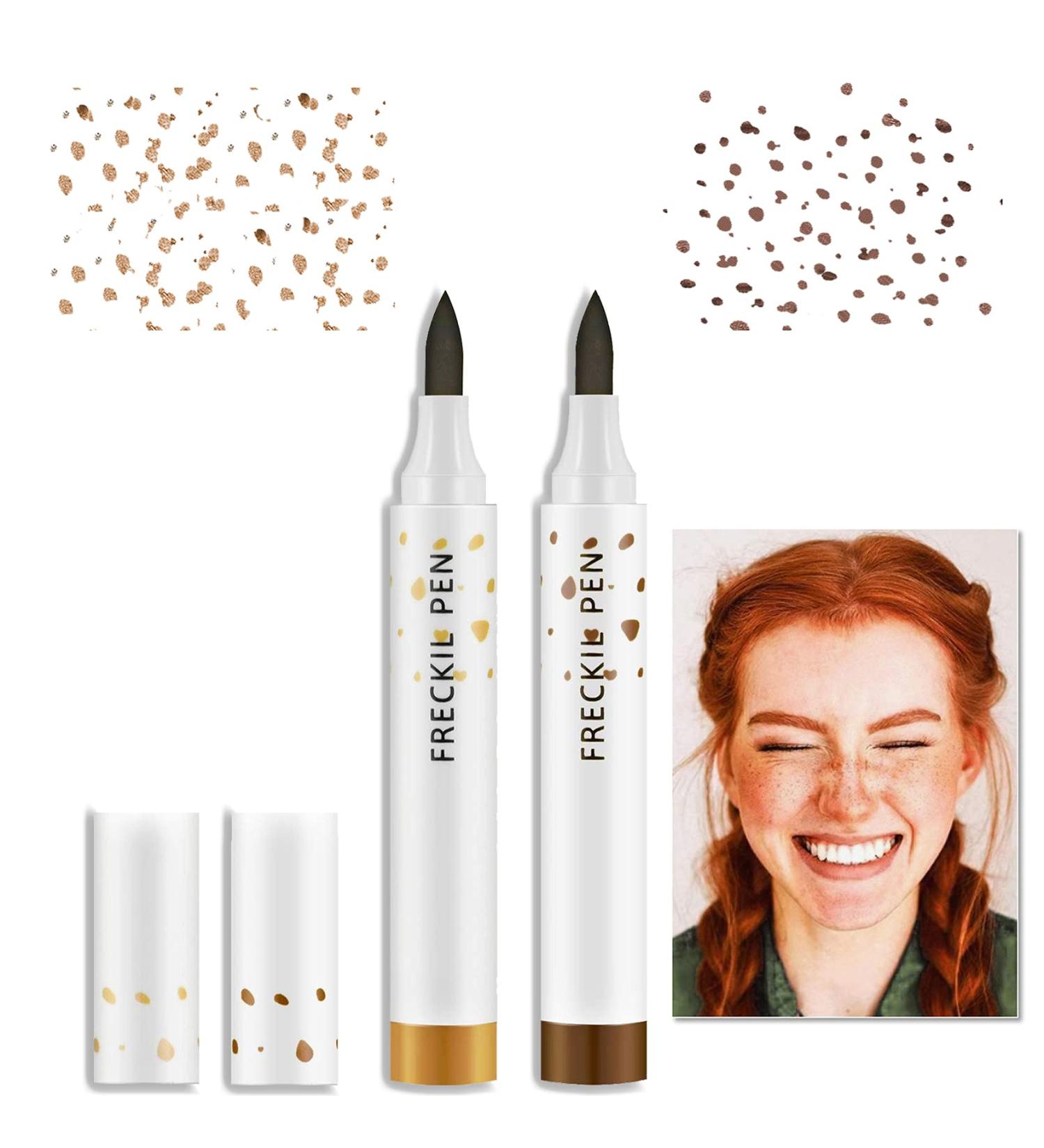 Freckle Pen Artificial Fake Freckles Create Fashionable Natural Freckles Makeup Waterproof Long Lasting Soft Dot Sopt Pen for Face Makeup(Dark Brown and Light Brown ) - Buy Online on GoSupps.com