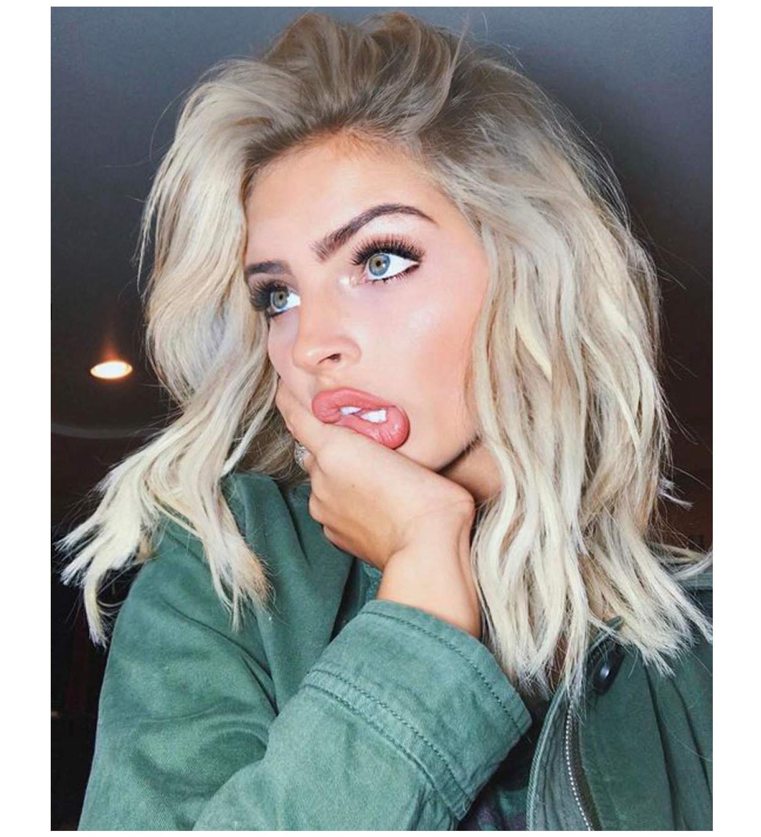 VEDAR Platinum Blonde Short Curly Ombre Wig - 12 Inch Synthetic Hair for Women #031-12 - Buy Online on GoSupps.com