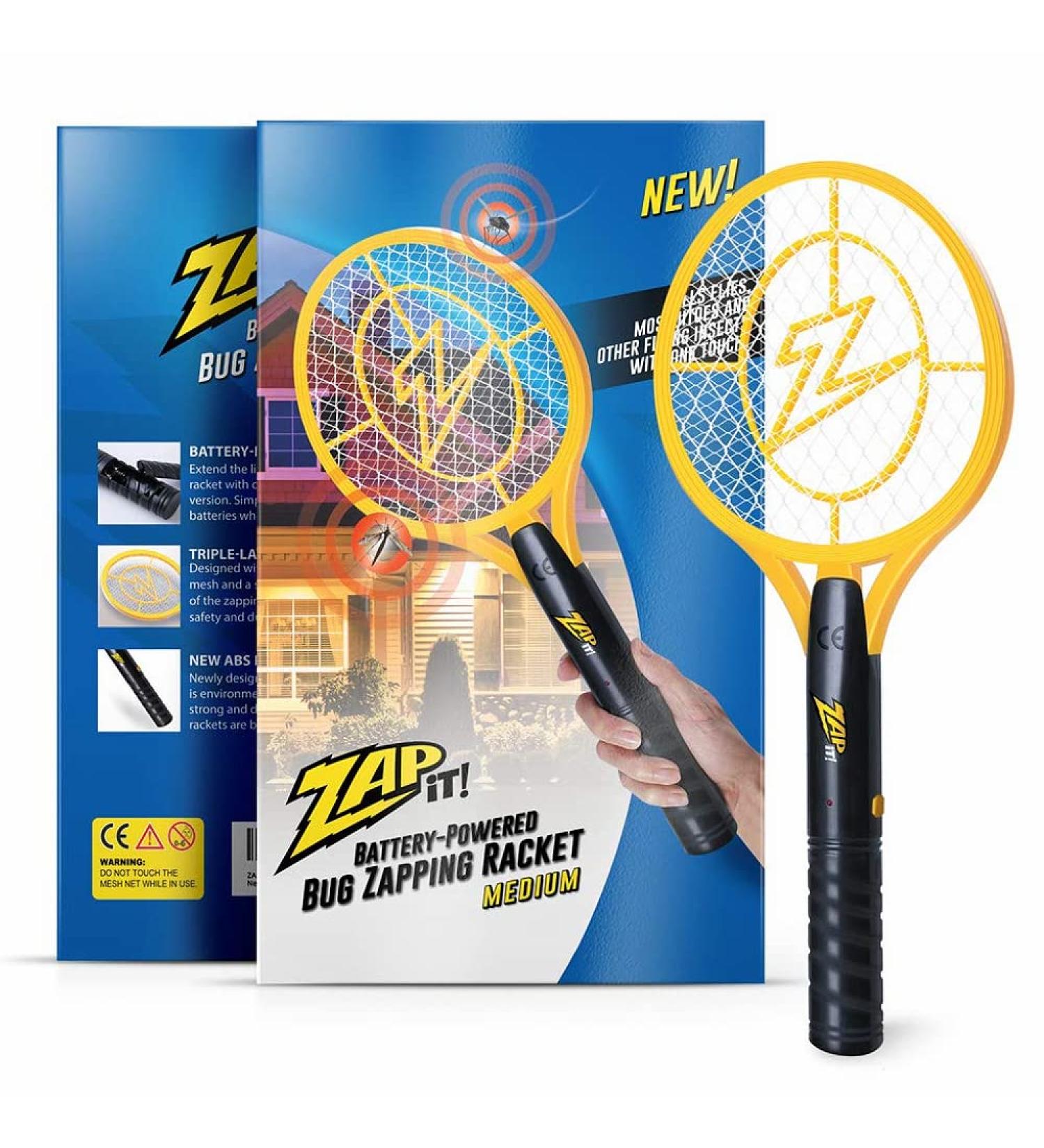 Zap It! Rechargeable Bug Zapper Racket - 4 000 Volts USB Charging Super Bright LED - Safe Mosquito & Fly Killer - Eco-Friendly Pest Control (1 Pack) - Buy Online on GoSupps.com